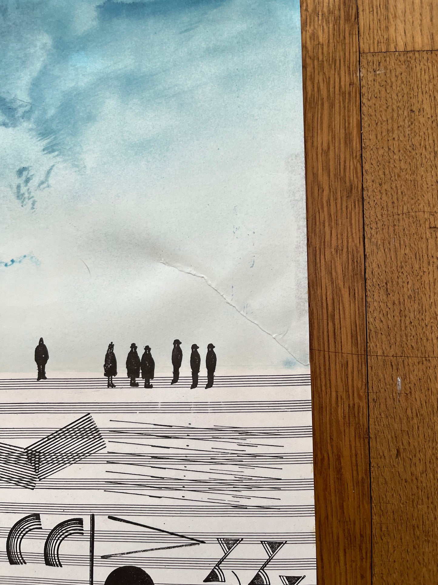 Saul Steinberg original art poster used - 22.4"×35.0" (57×89cm)