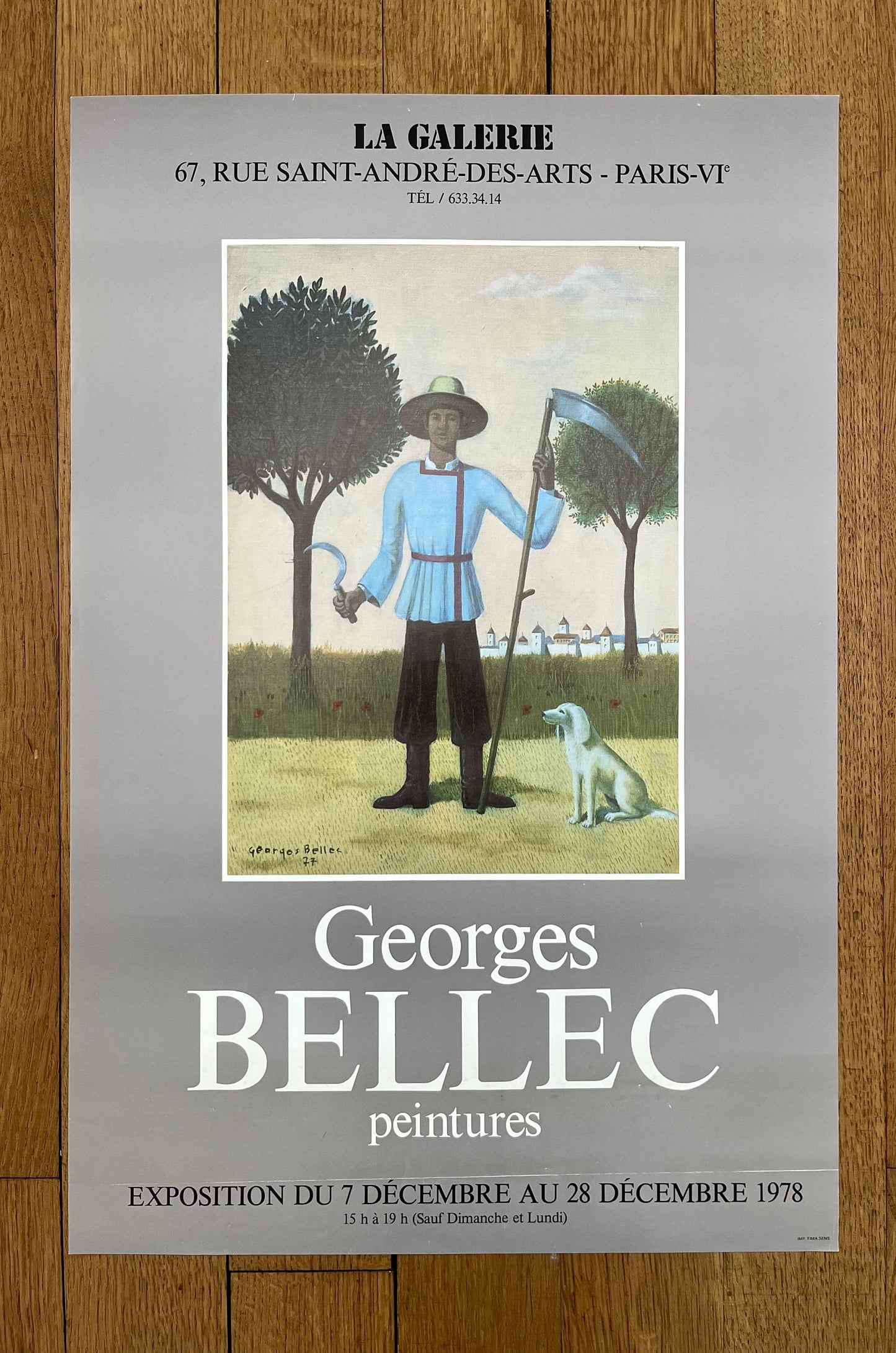 Georges Bellec original art exhibiton poster - 15.7"×23.6" (40×60cm)