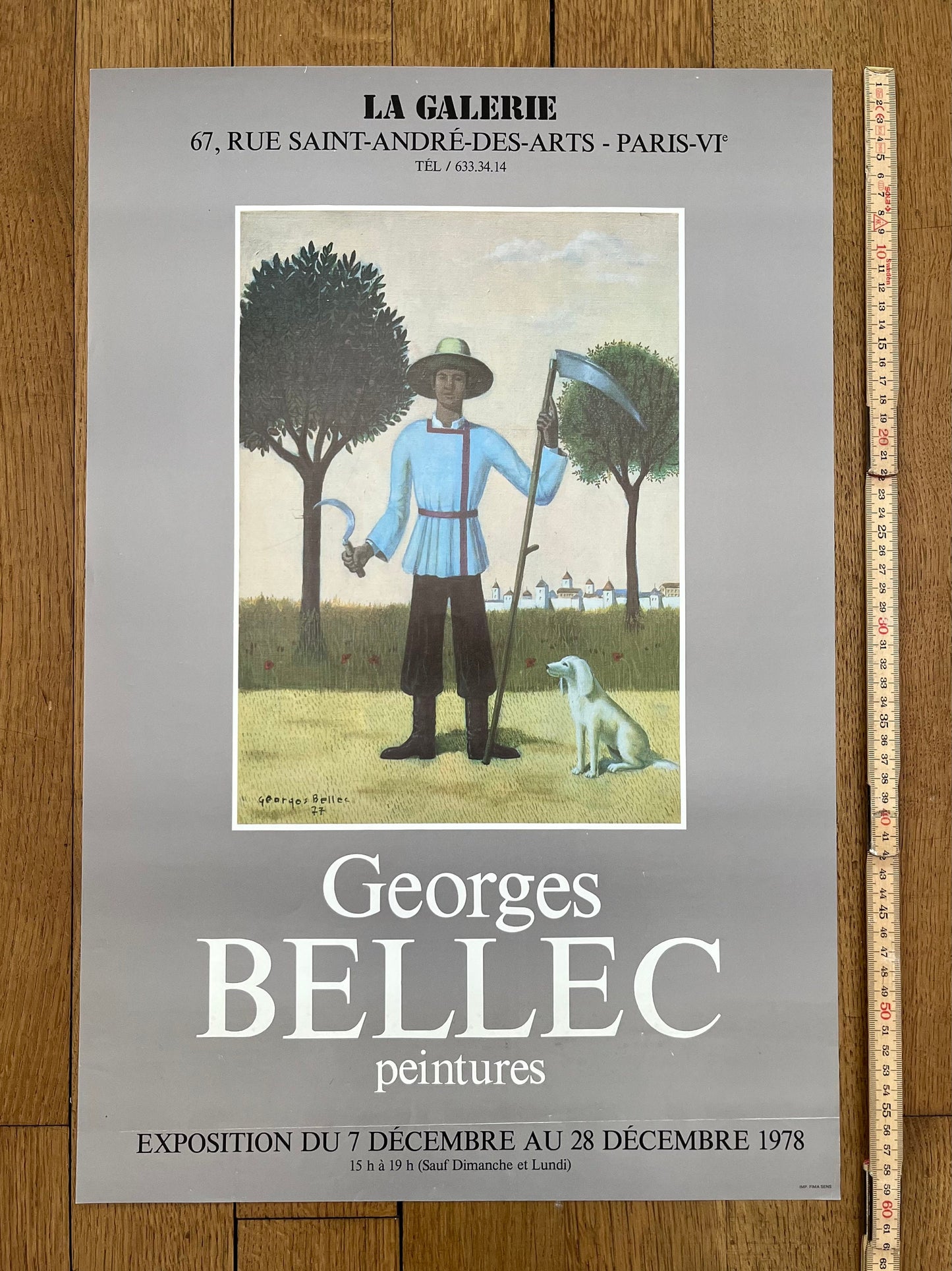 Georges Bellec original art exhibiton poster - 15.7"×23.6" (40×60cm)