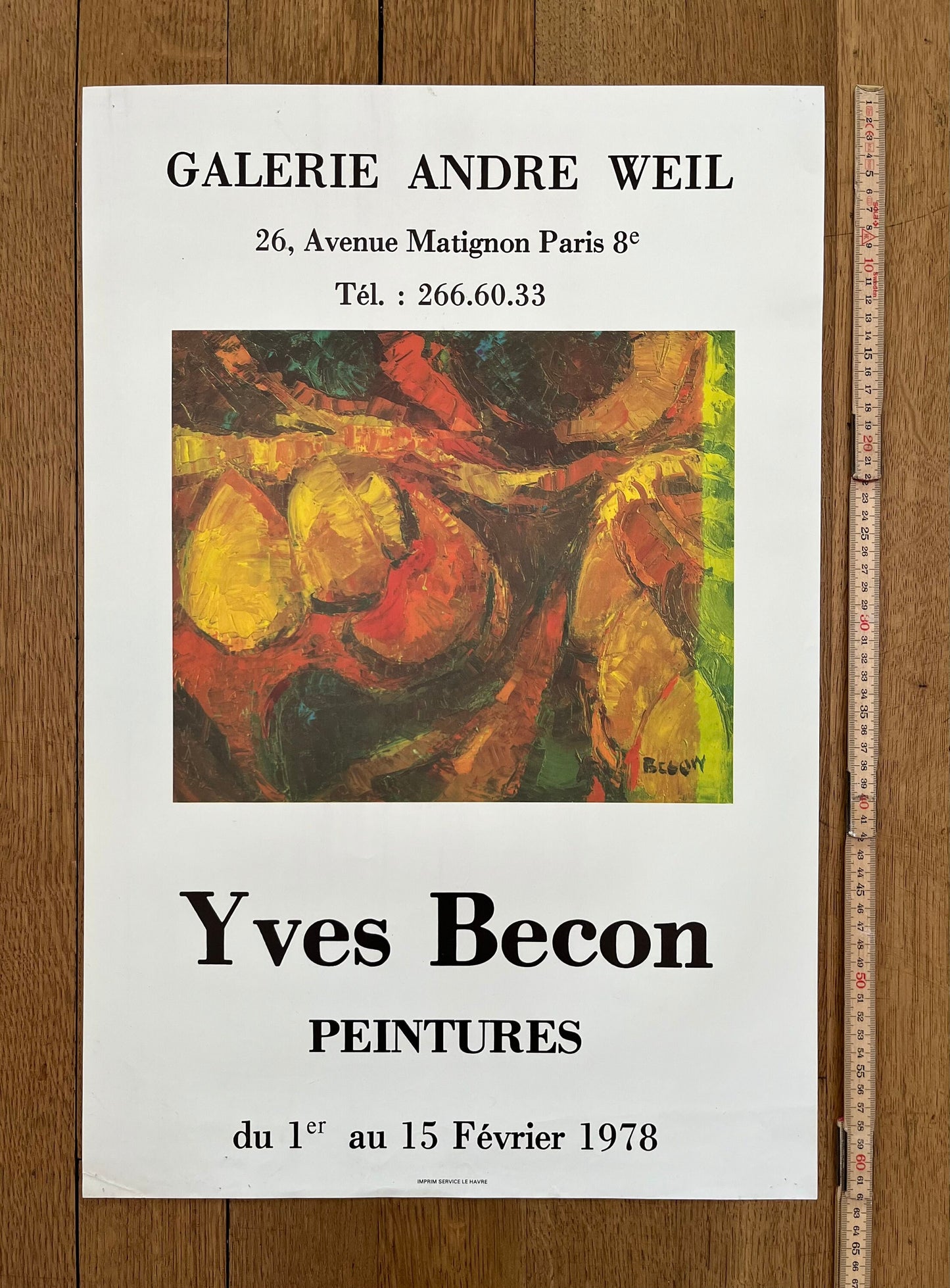 Yves Becon art exhibition poster - 16.9"×24.8" (43×63cm)