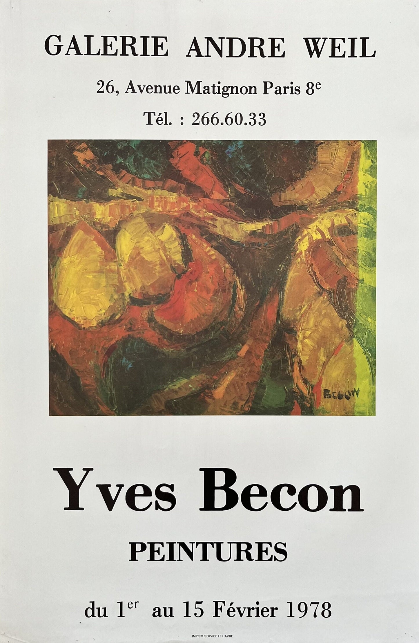 Yves Becon art exhibition poster - 16.9"×24.8" (43×63cm)
