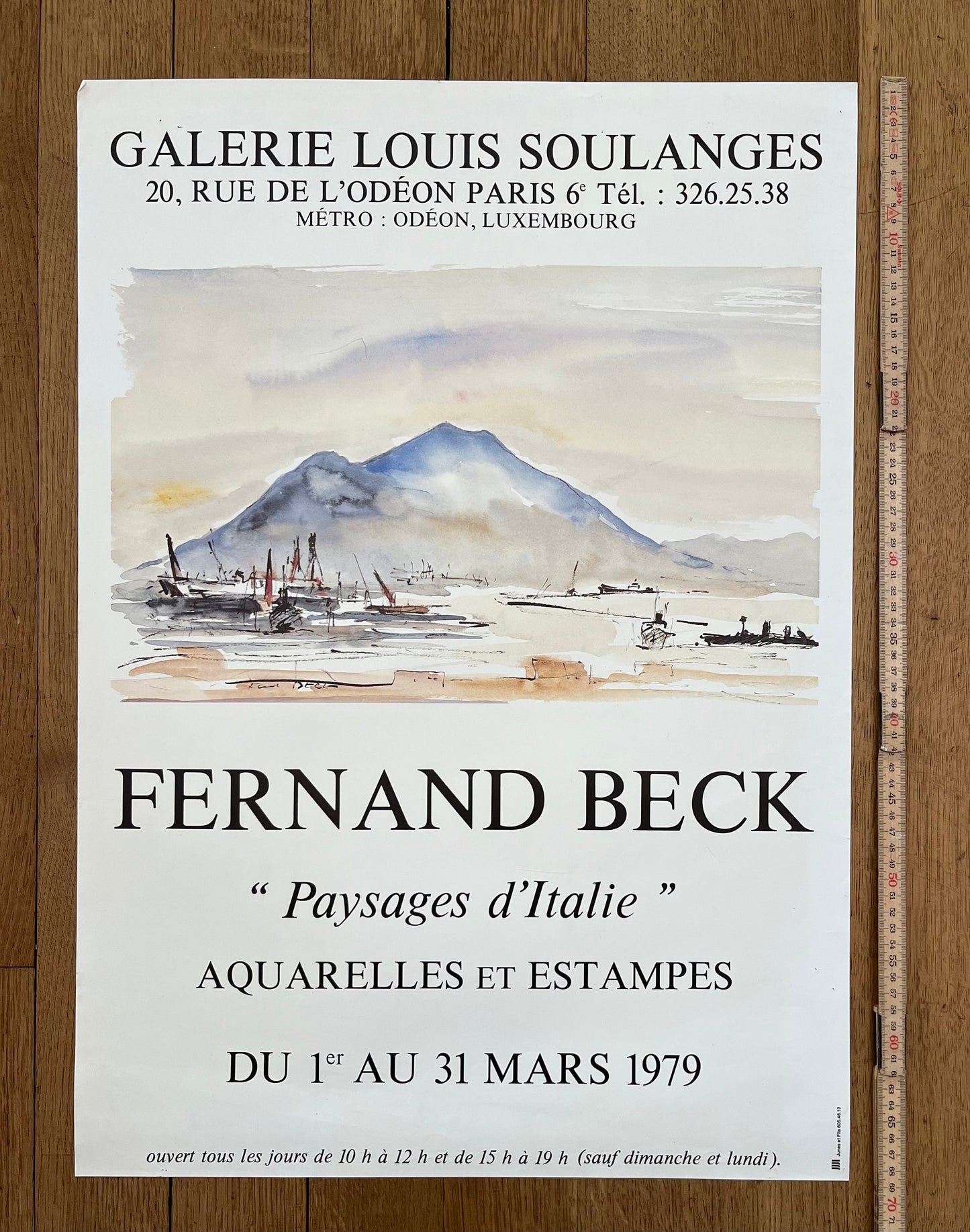 Fernand Beck "Paysages d'Italie" art exhibition poster - 19.3"×27.2" (49×69cm)