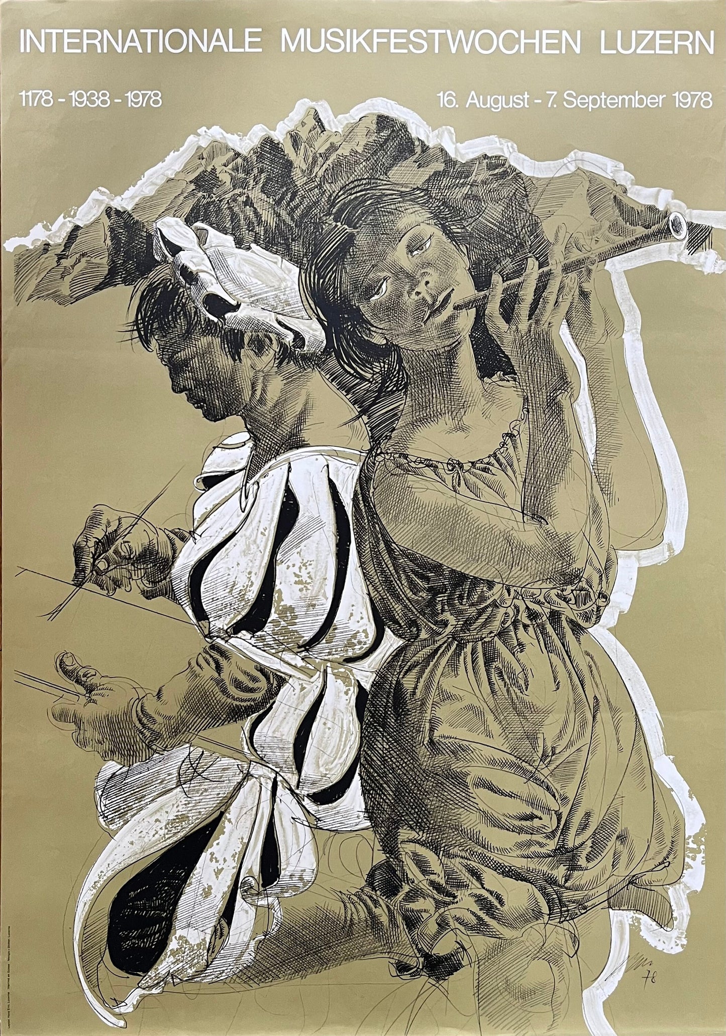 Hans Erni Luzern original music poster - 35.6"×50.4" (90.5×128cm)