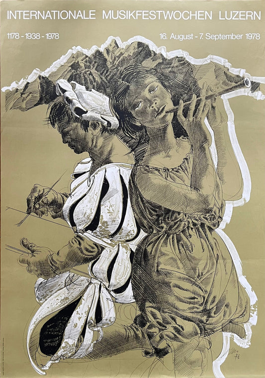 Hans Erni Luzern original music poster - 35.6"×50.4" (90.5×128cm)