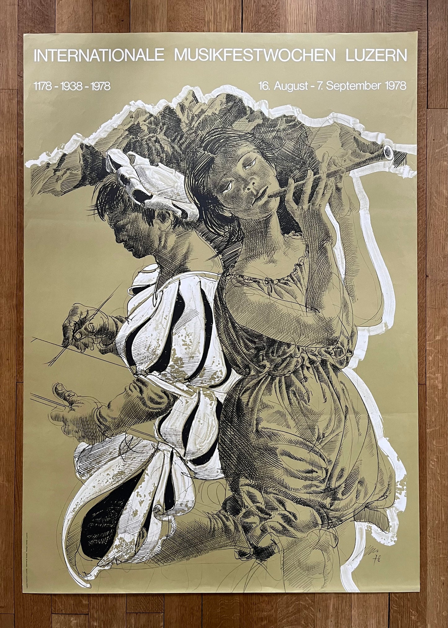 Hans Erni Luzern original music poster - 35.6"×50.4" (90.5×128cm)
