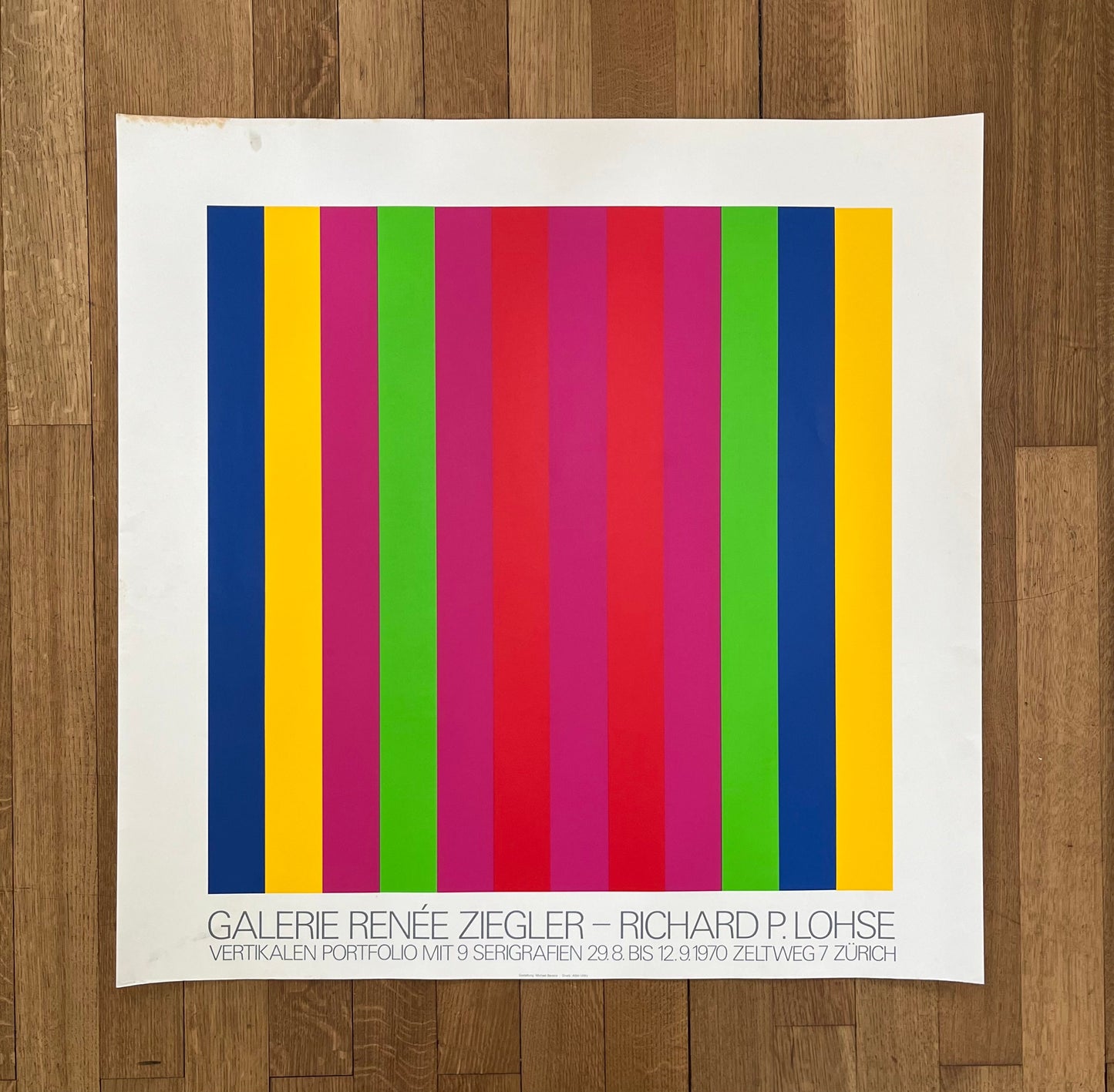 Richard Paul Lohse art exhibition poster used - 34.4"×34.4" (87.5×87.5cm)