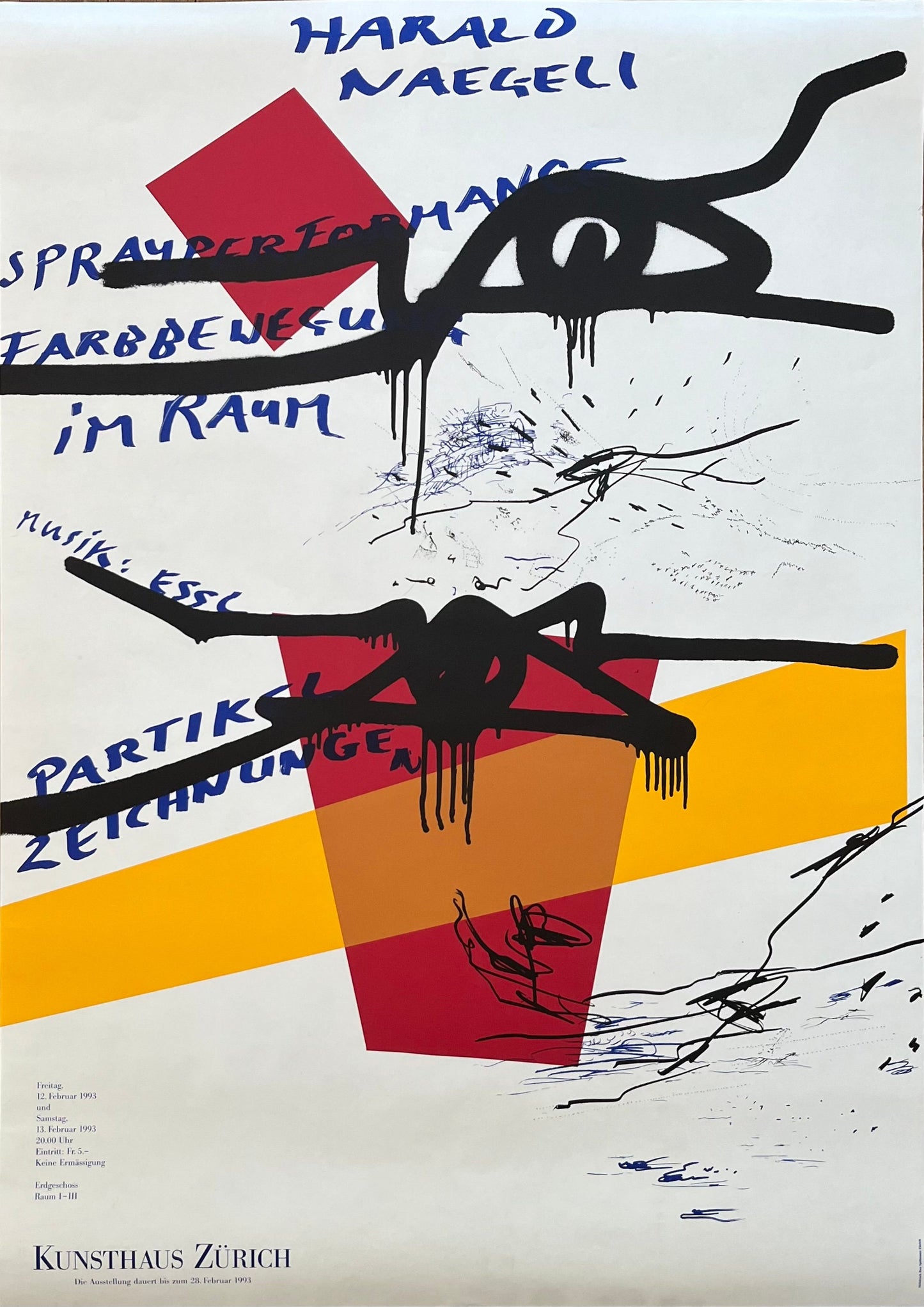 Harald Naegeli original exhibition poster - 35.6"×50.4" (90.5×128cm)