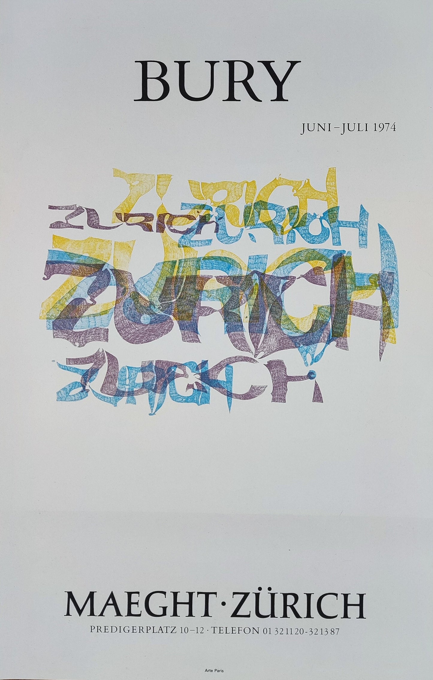 Pol Bury original art exhibition poster - 16.4"×25.5" (41.7×64.8cm)