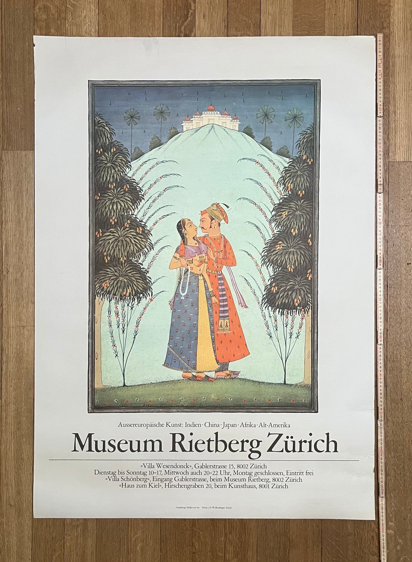 Museum Rietberg Zürich original art poster used - 35.6"×50.4" (90.5×128cm)