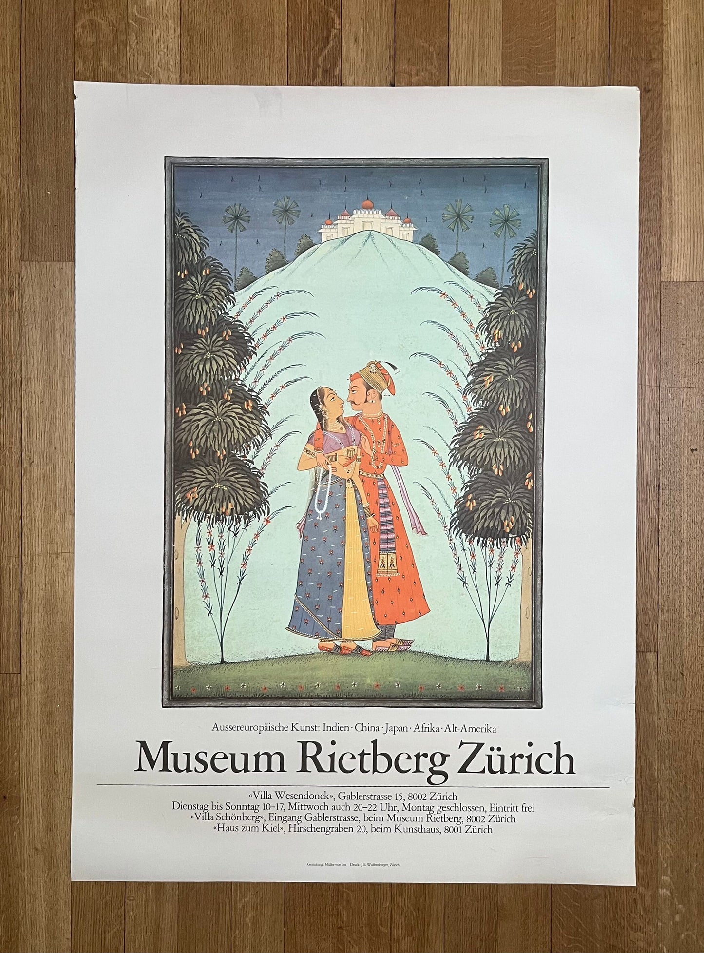 Museum Rietberg Zürich original art poster used - 35.6"×50.4" (90.5×128cm)