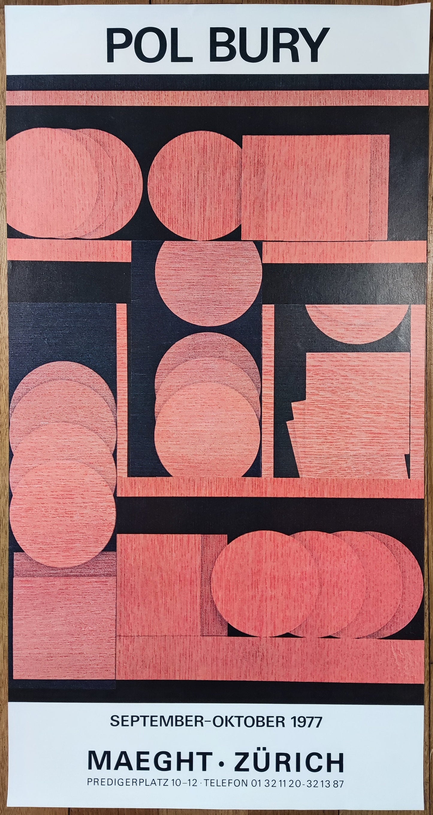 Pol Bury original art exhibition poster - 15.5"×29.5" (39.3×75cm)
