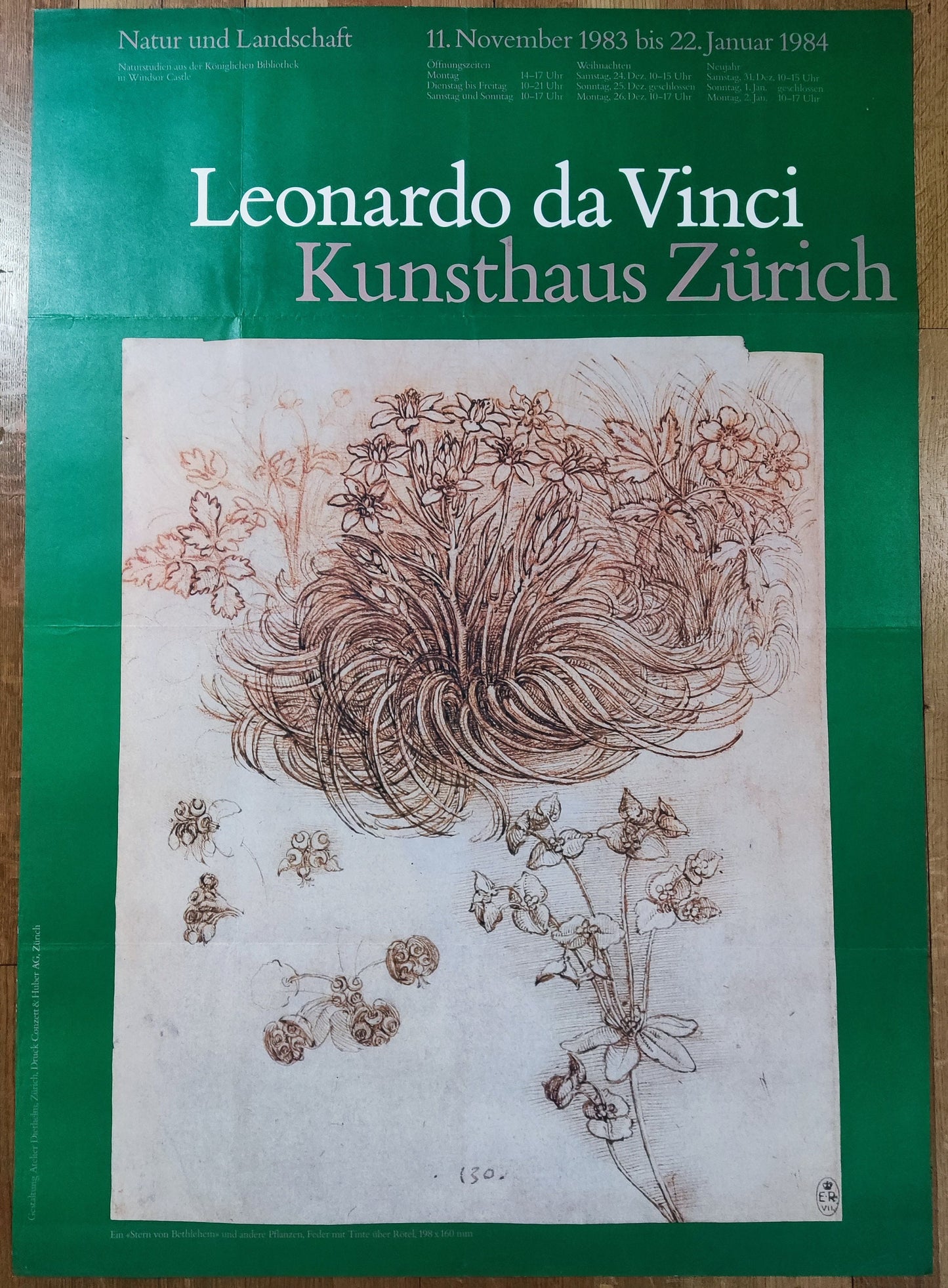 Leonardo da Vinci exhibition poster folded - 35.6"×50.4" (90.5×128cm)