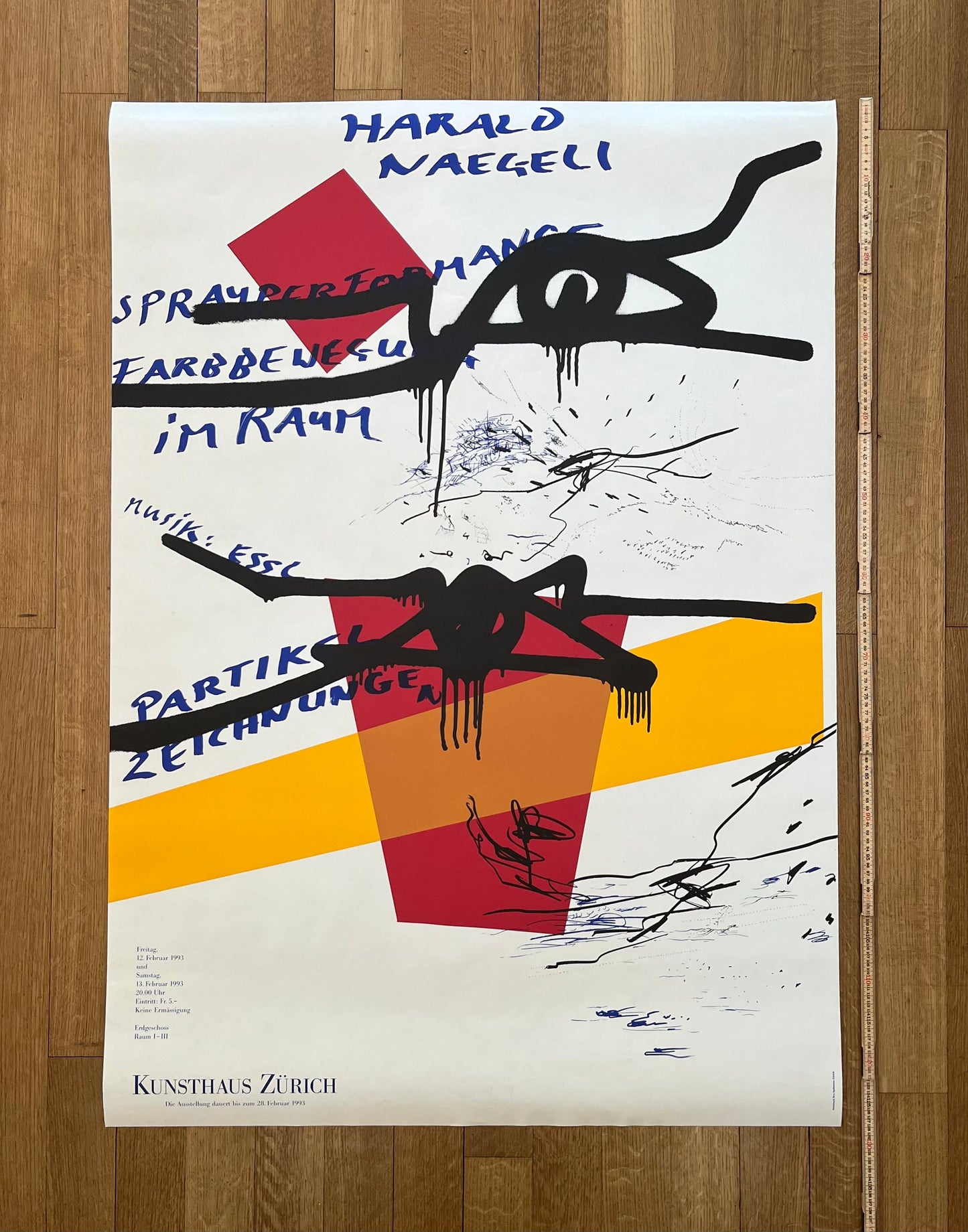 Harald Naegeli original exhibition poster - 35.6"×50.4" (90.5×128cm)