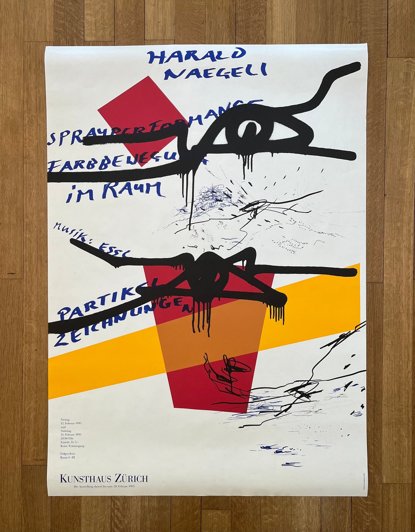 Harald Naegeli original exhibition poster - 35.6"×50.4" (90.5×128cm)