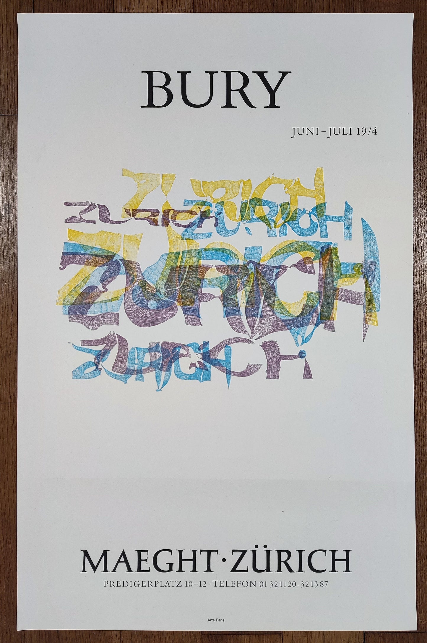 Pol Bury original art exhibition poster - 16.4"×25.5" (41.7×64.8cm)