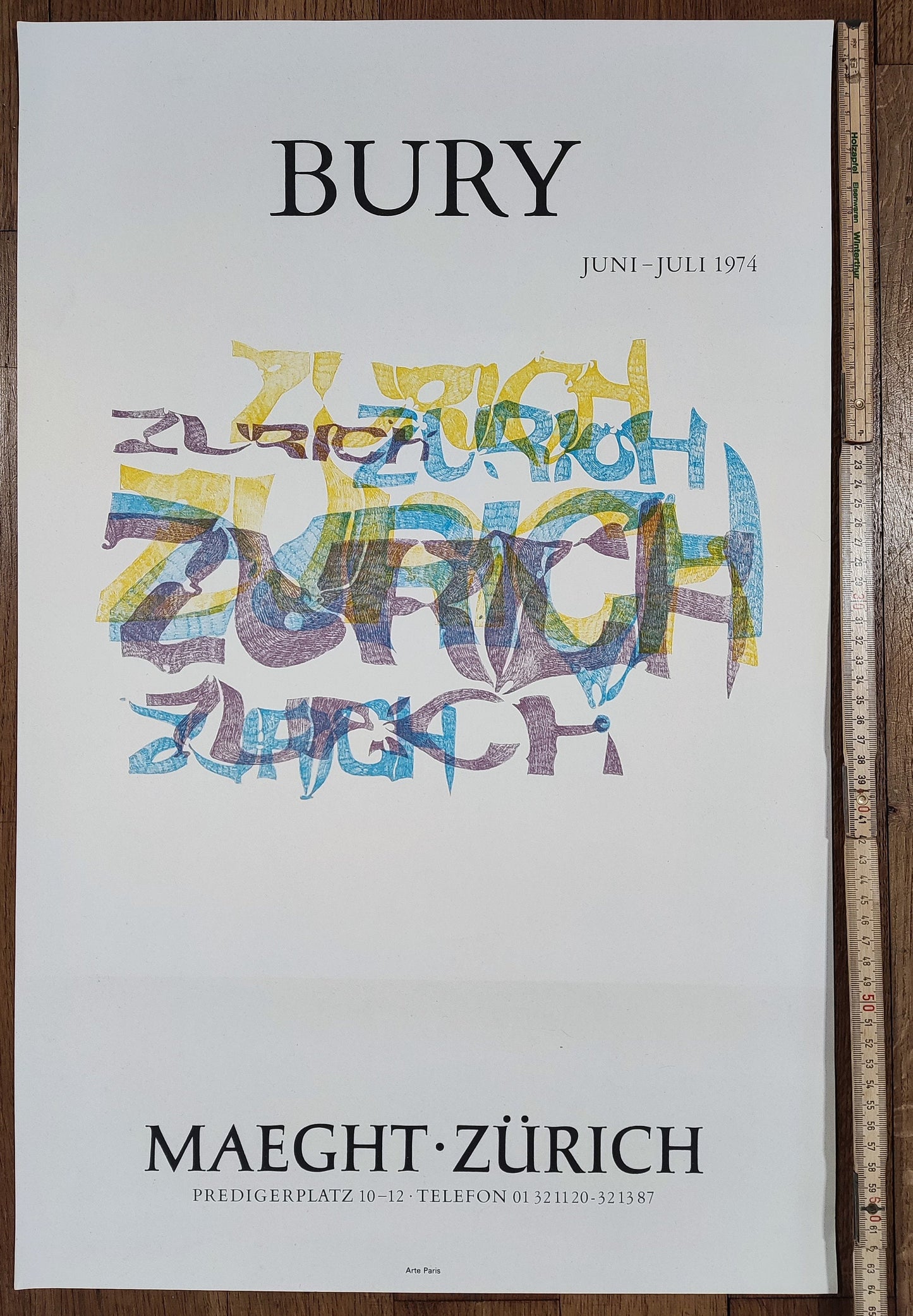 Pol Bury original art exhibition poster - 16.4"×25.5" (41.7×64.8cm)