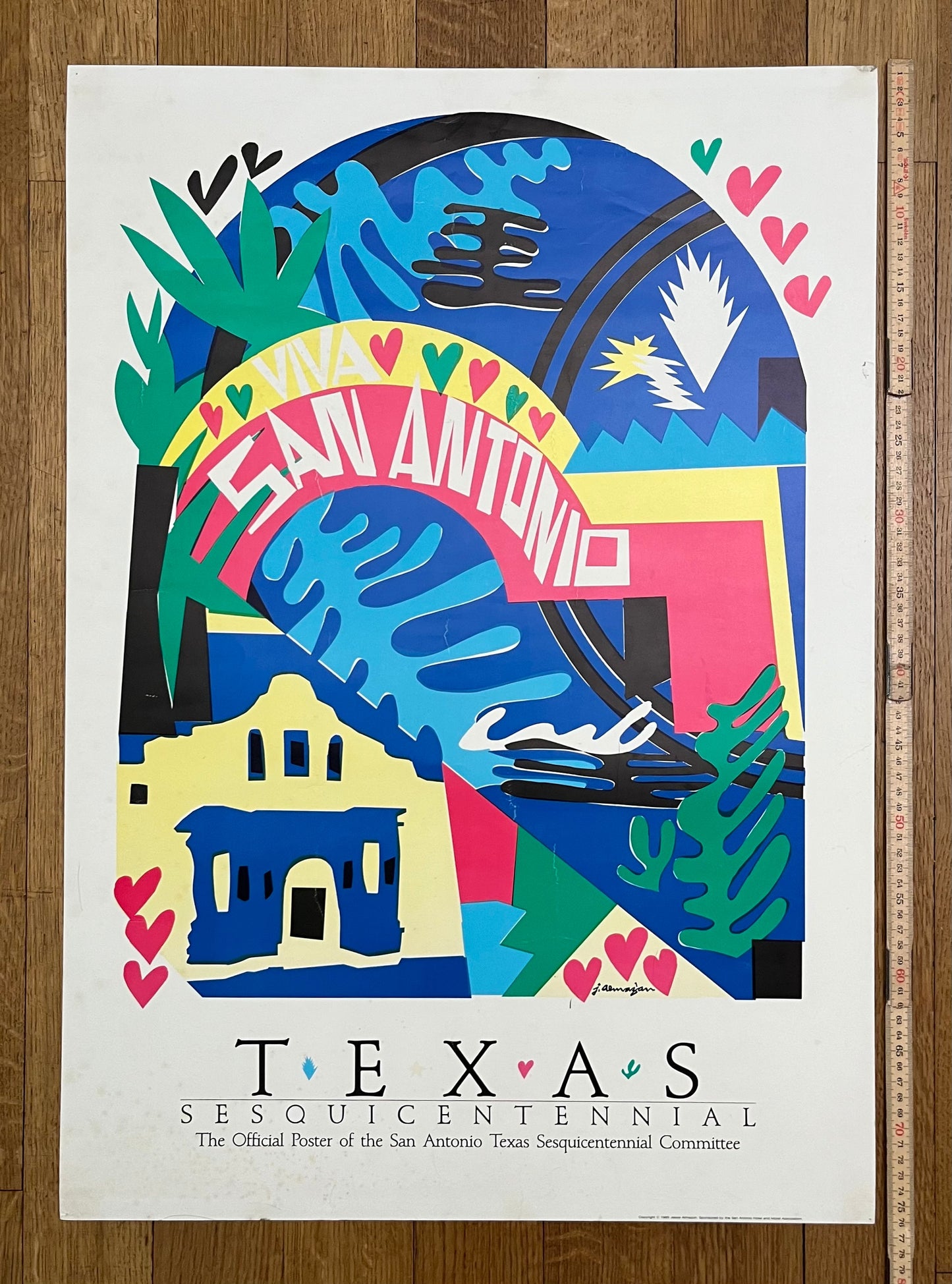 Texas Sesquicentennial original art poster - 21.1"×29.9" (53.5×76cm)
