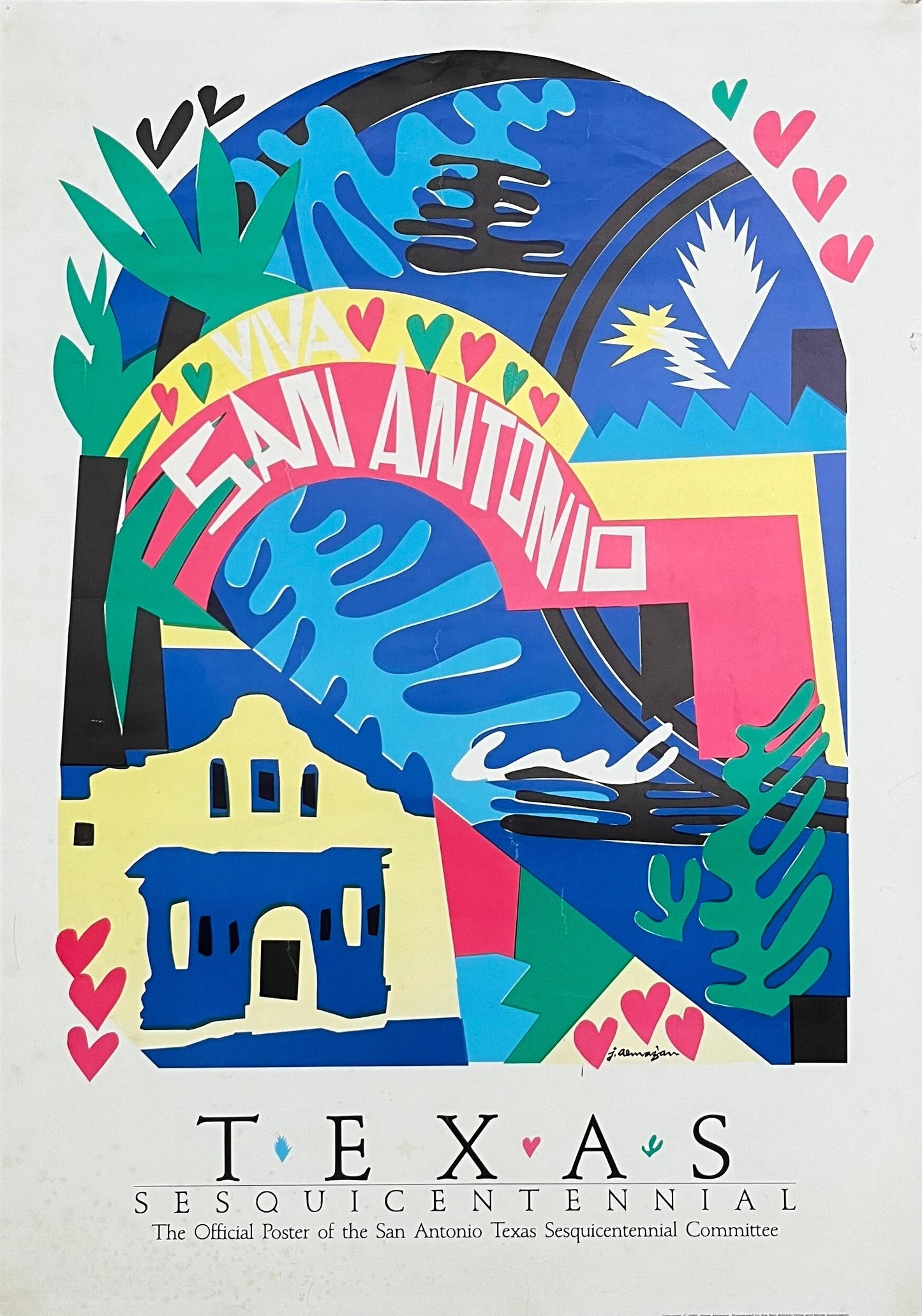 Texas Sesquicentennial original art poster - 21.1"×29.9" (53.5×76cm)