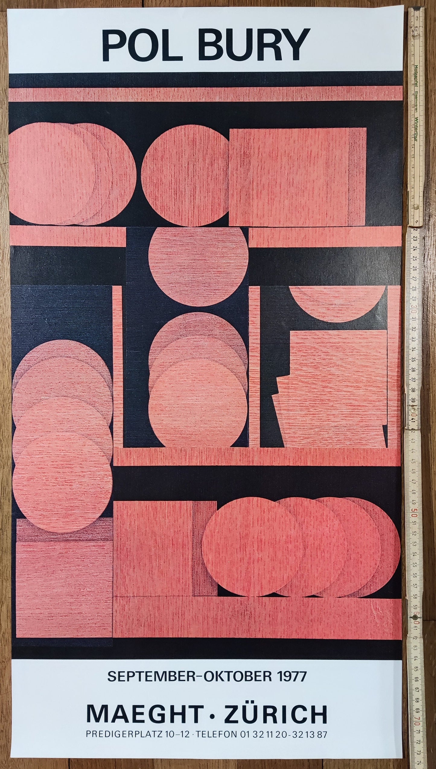 Pol Bury original art exhibition poster - 15.5"×29.5" (39.3×75cm)