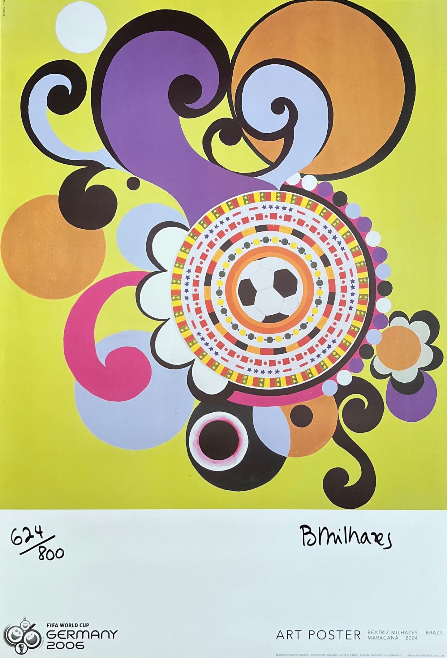 Beatriz Milhazes signed football poster - 26.0"×38.2" (66×97cm)