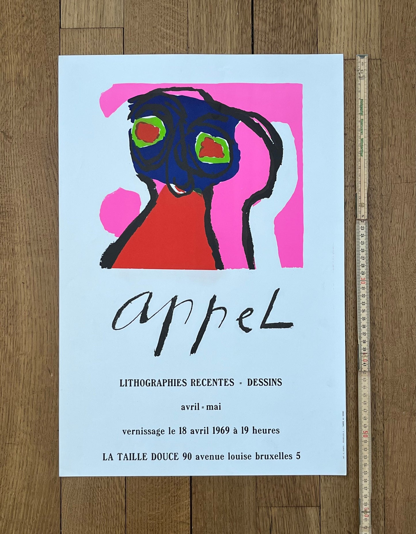 Karel Appel original art exhibition poster - 15.0"×22.0" (38×56cm)
