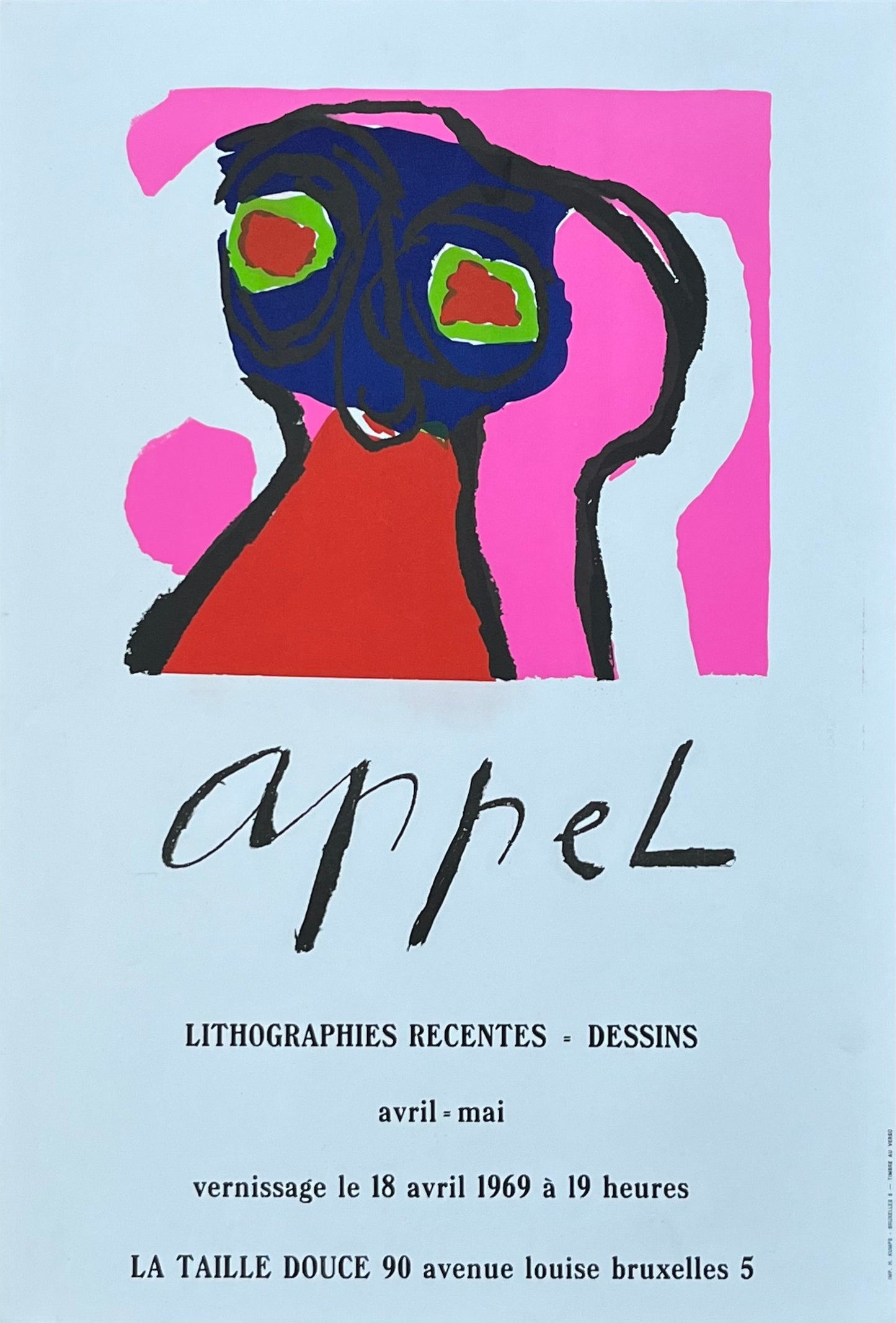 Karel Appel original art exhibition poster - 15.0"×22.0" (38×56cm)