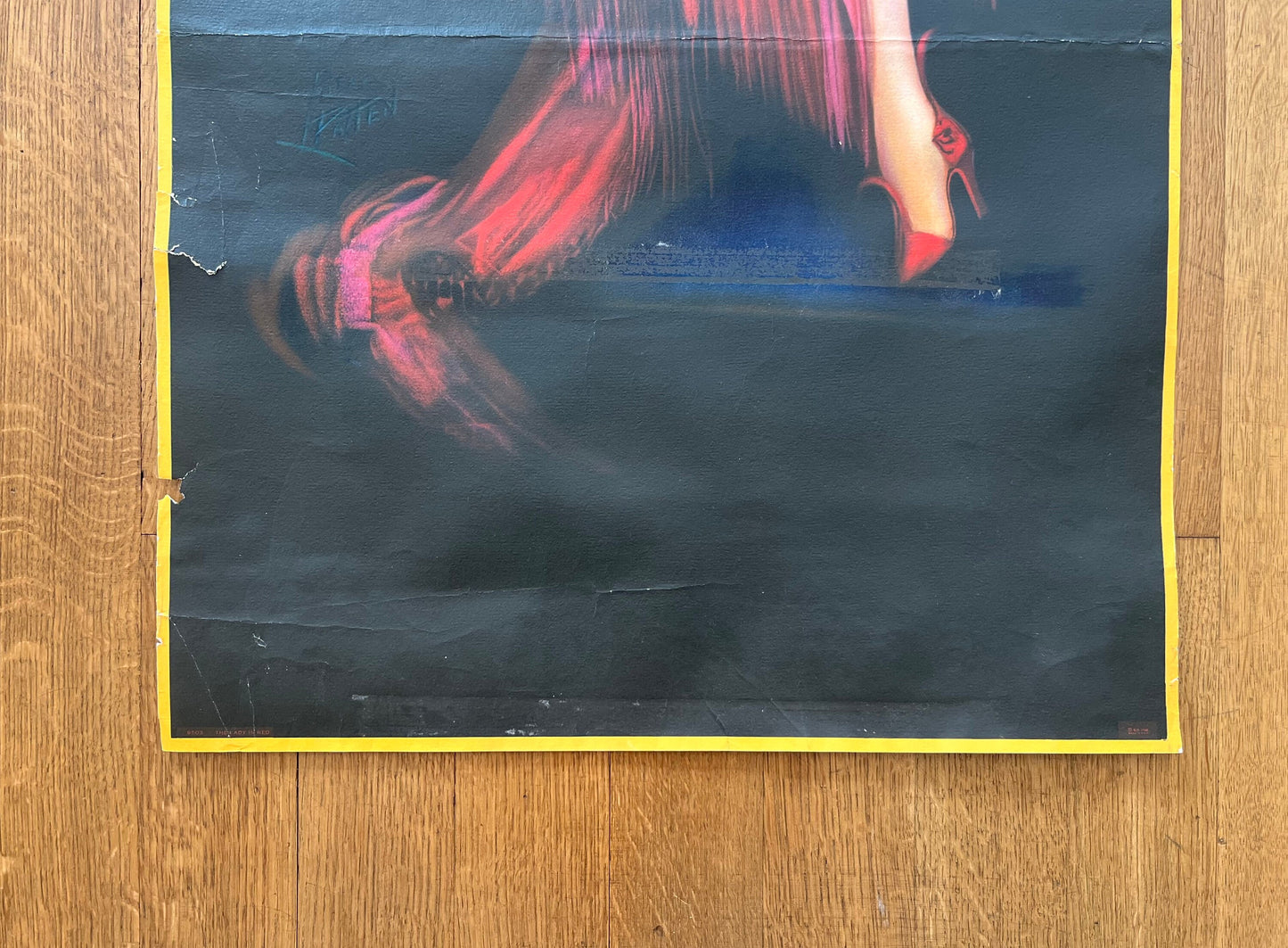 Irene Patten large original art poster used folded Lady in Red - 22.0"×45.9" (56×116.5cm)