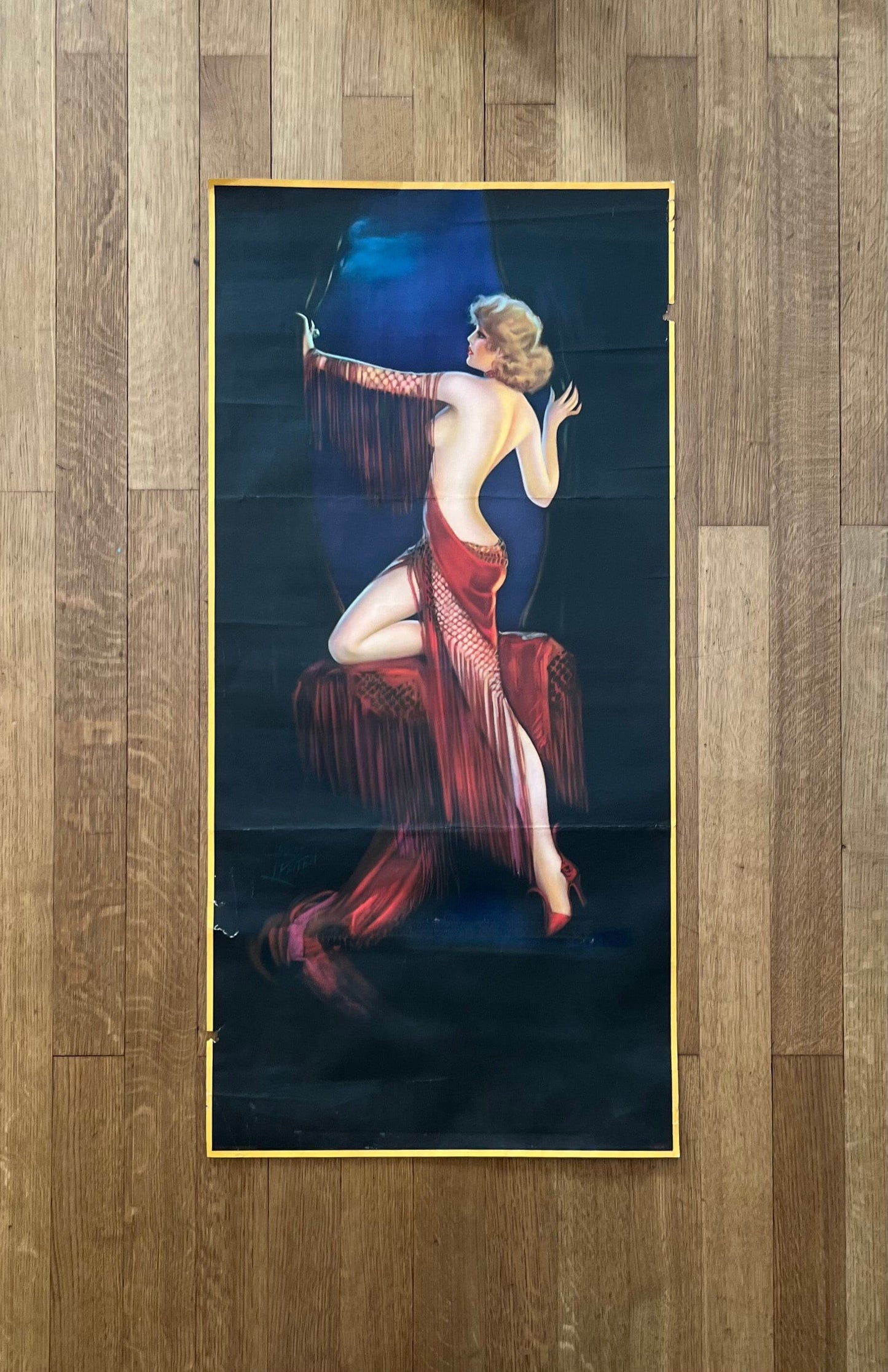 Irene Patten large original art poster used folded Lady in Red - 22.0"×45.9" (56×116.5cm)
