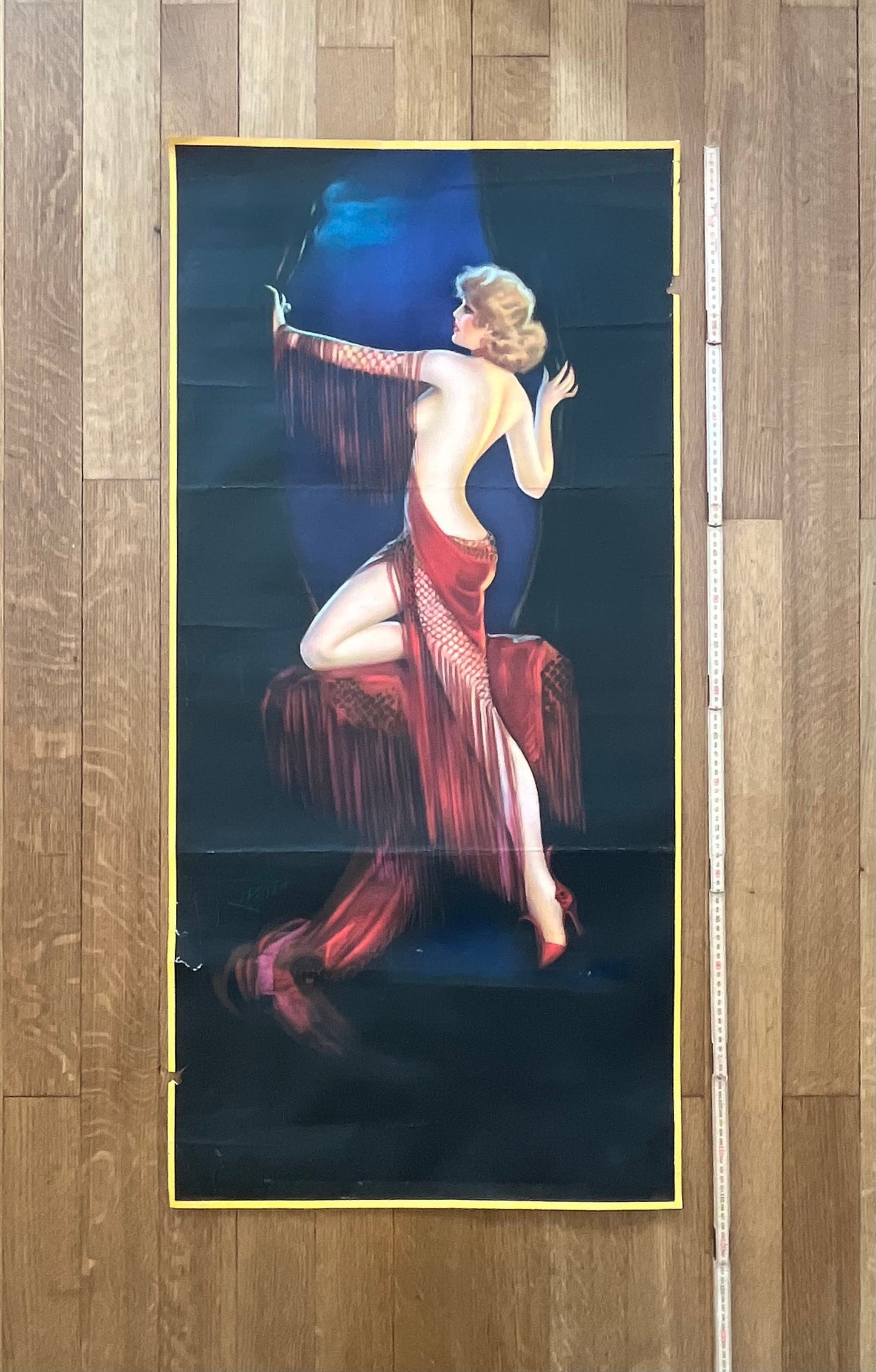Irene Patten large original art poster used folded Lady in Red - 22.0"×45.9" (56×116.5cm)