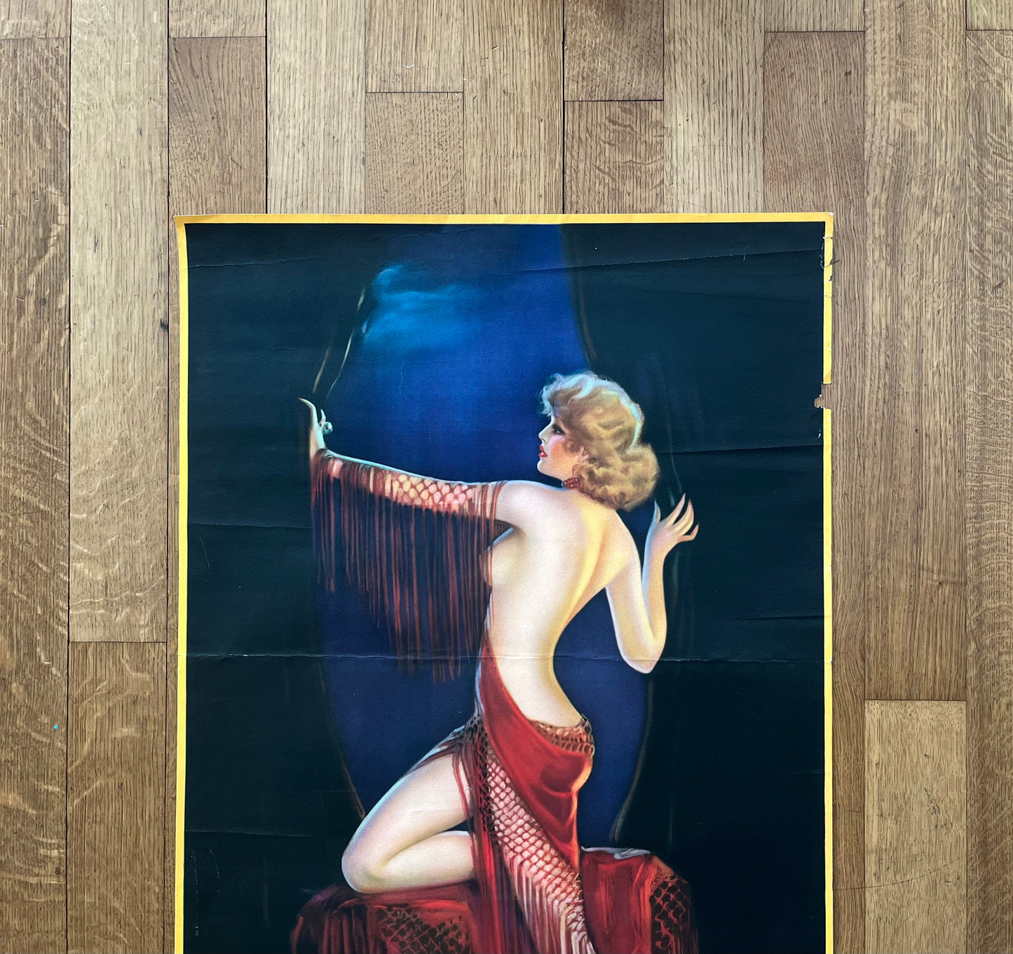 Irene Patten large original art poster used folded Lady in Red - 22.0"×45.9" (56×116.5cm)
