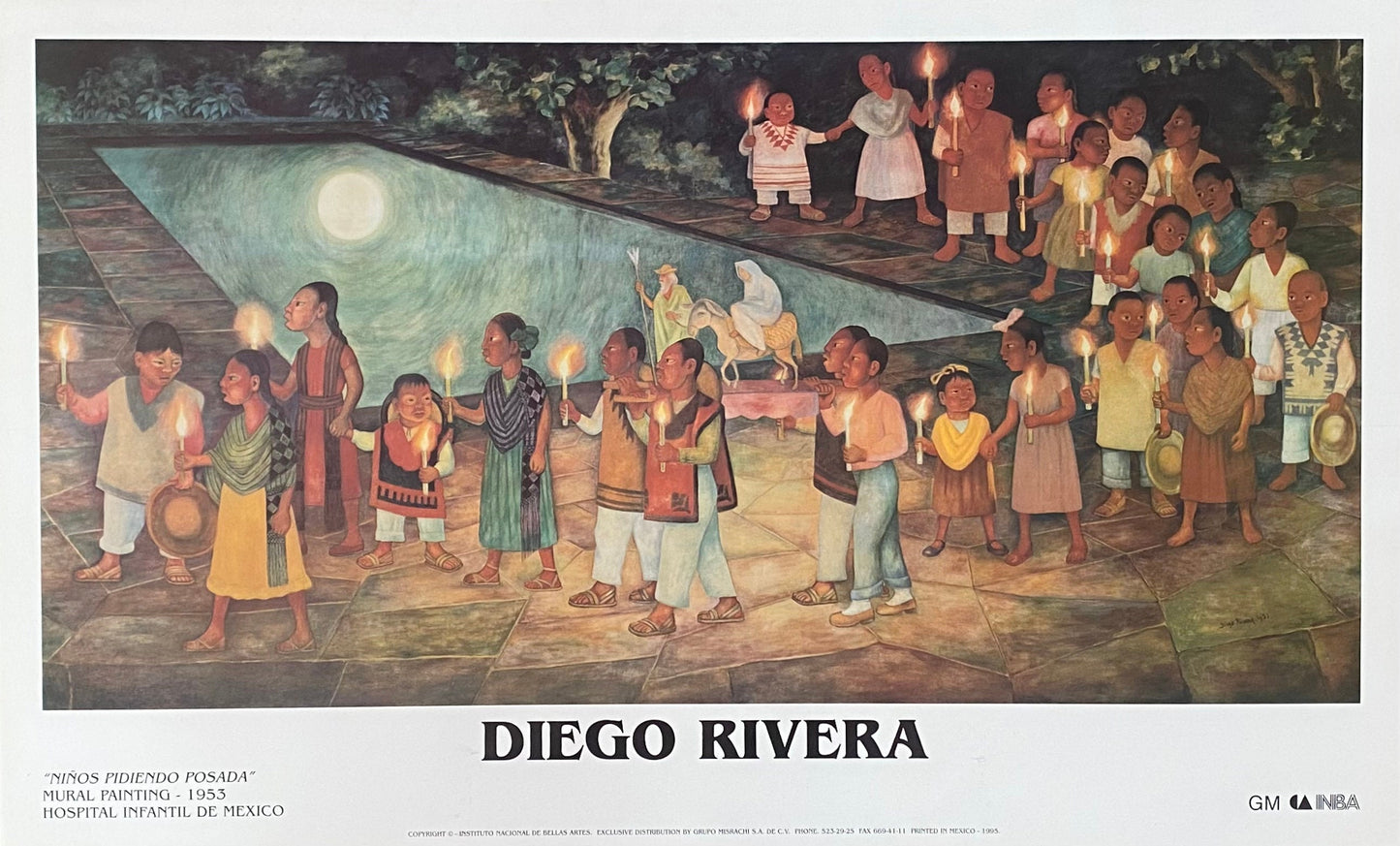 Diego Rivera art exhibition poster used - 36.4"×22.4" (92.5×57cm)