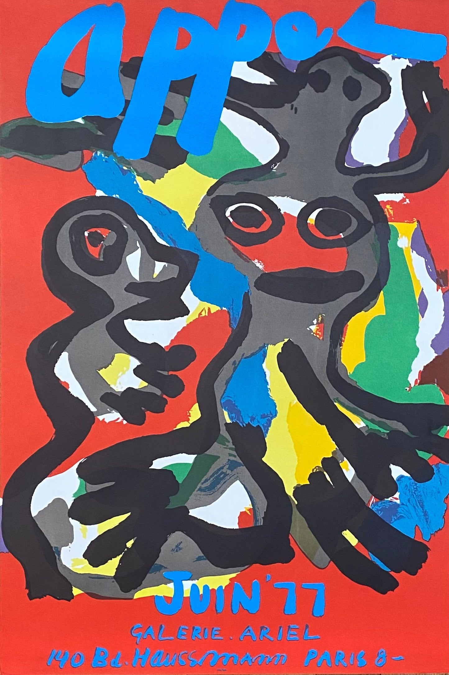 Karel Appel original art exhibition poster - 23.6"×35.2" (60×89.5cm)