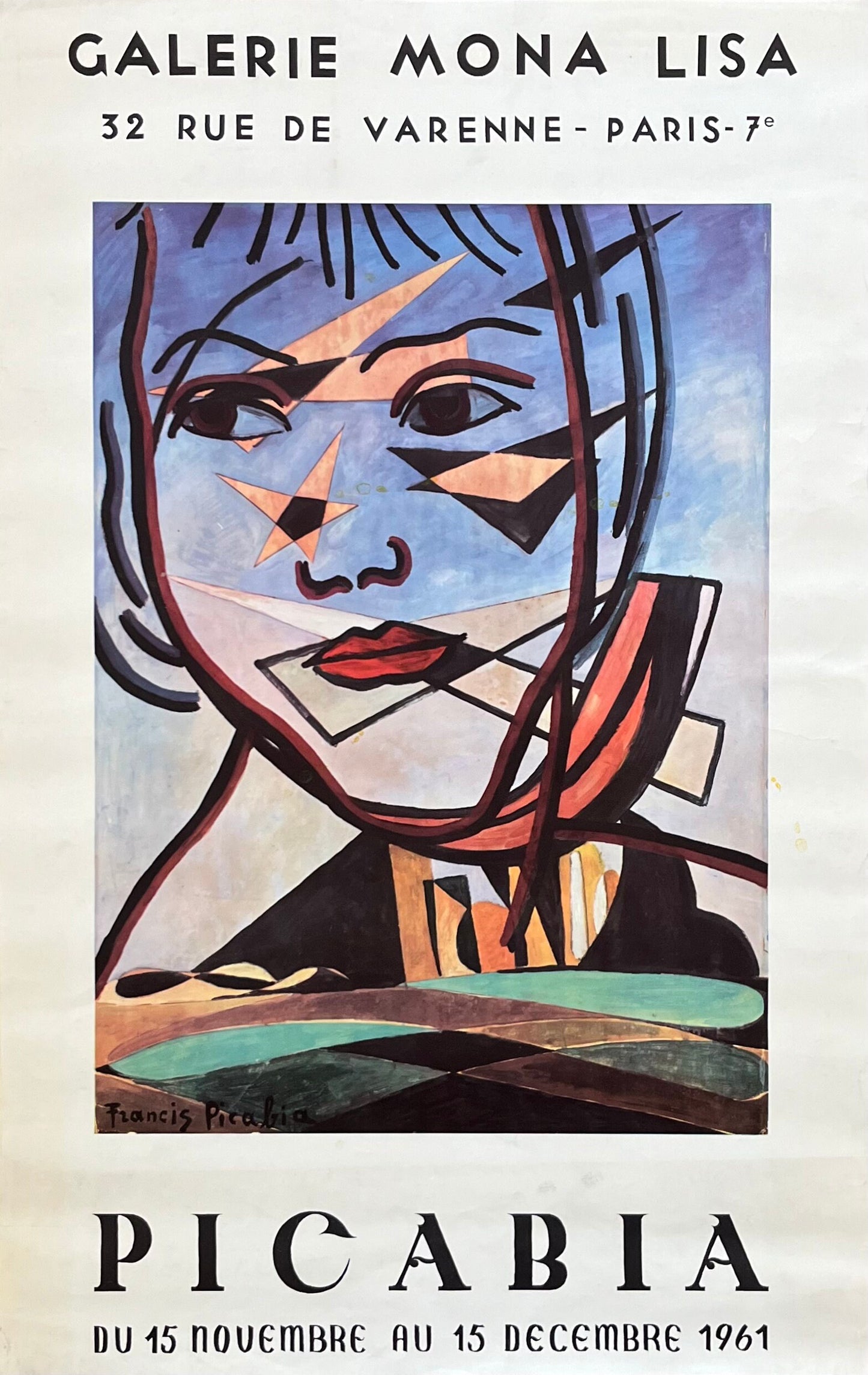 Francis Picabia original art poster used - 18.1"×28.0" (46×71cm)