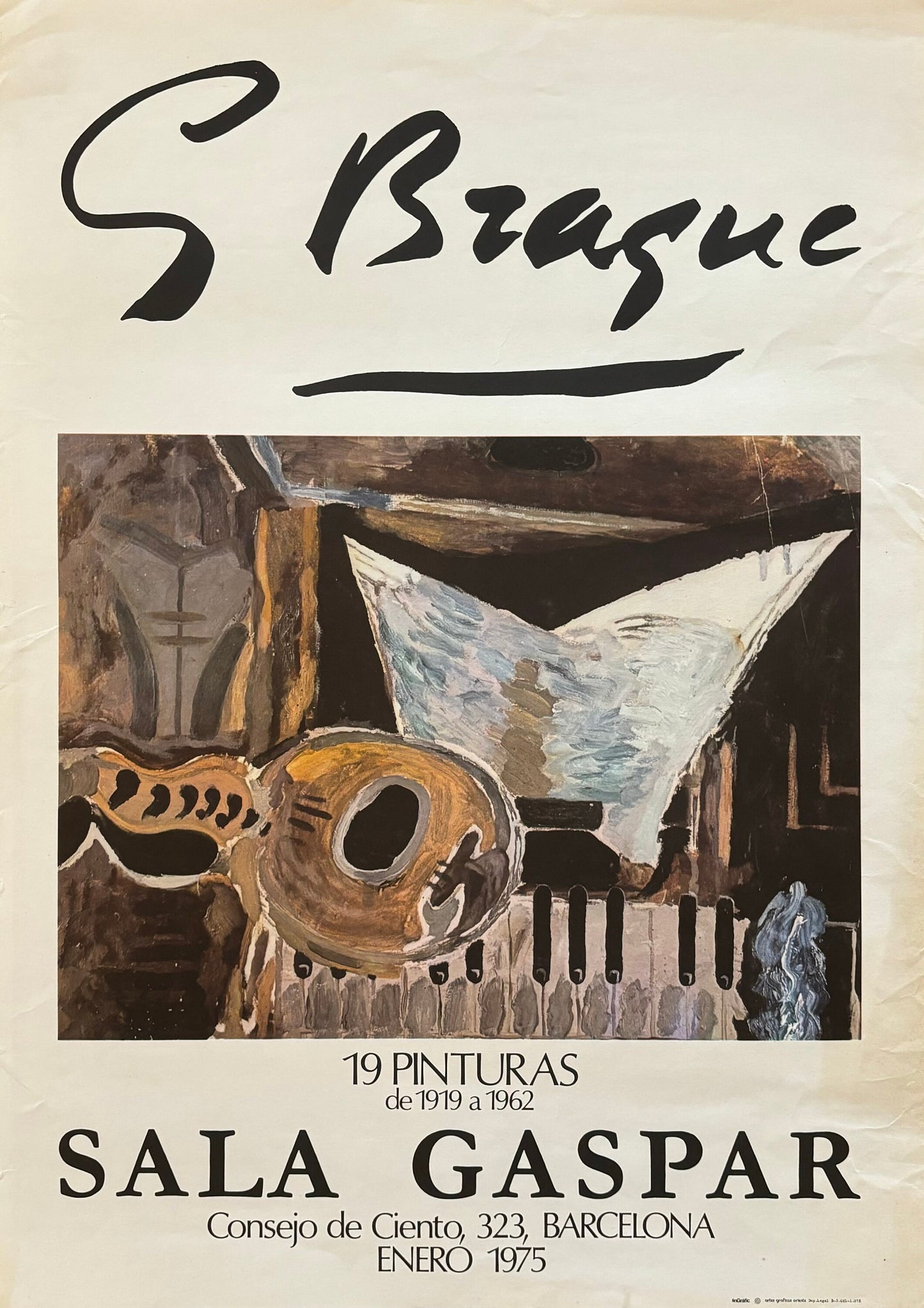 Georges Braque original art exhibition poster - 19.5"×27.4" (49.5×69.5cm)