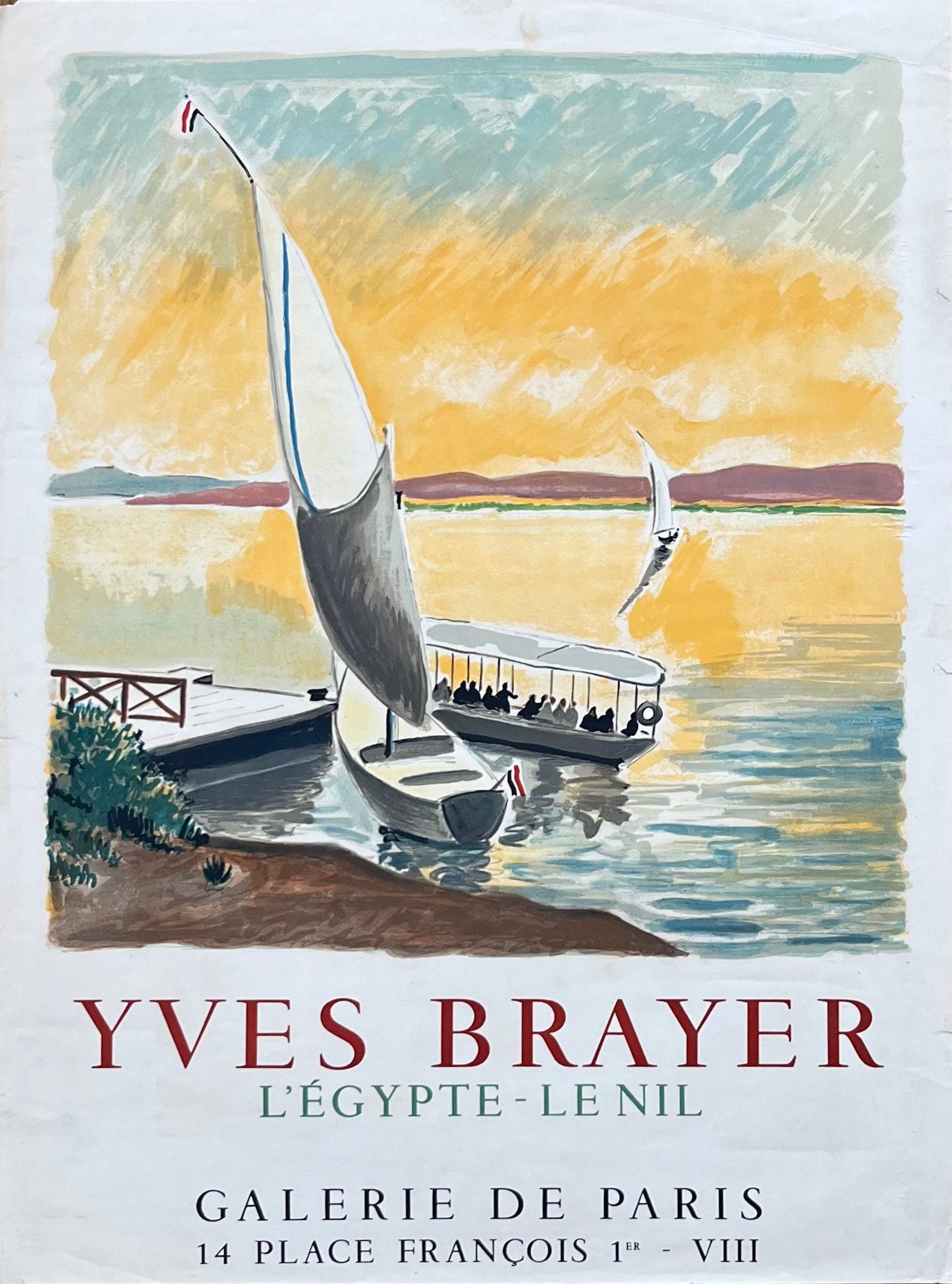 Yves Brayer original art poster used - 20.3"×27.2" (51.5×69cm)