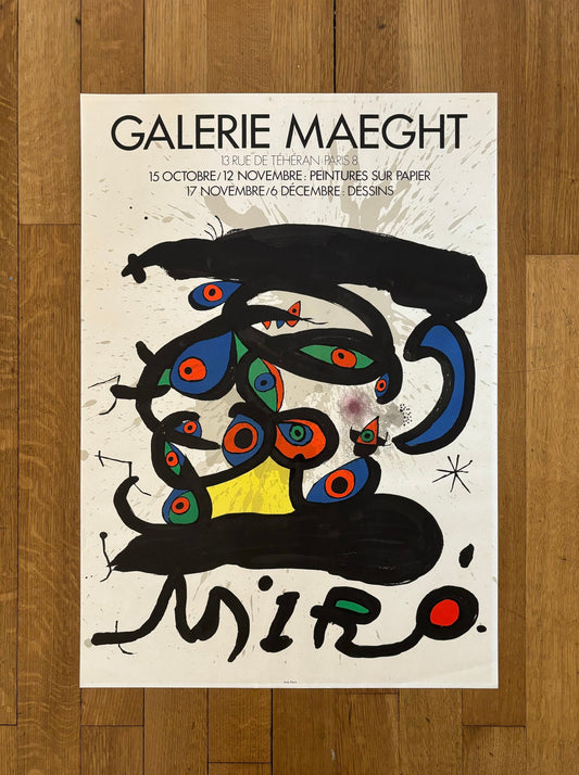 Miró original art exhibition poster - 22.2"×31.5" (56.5×80cm)