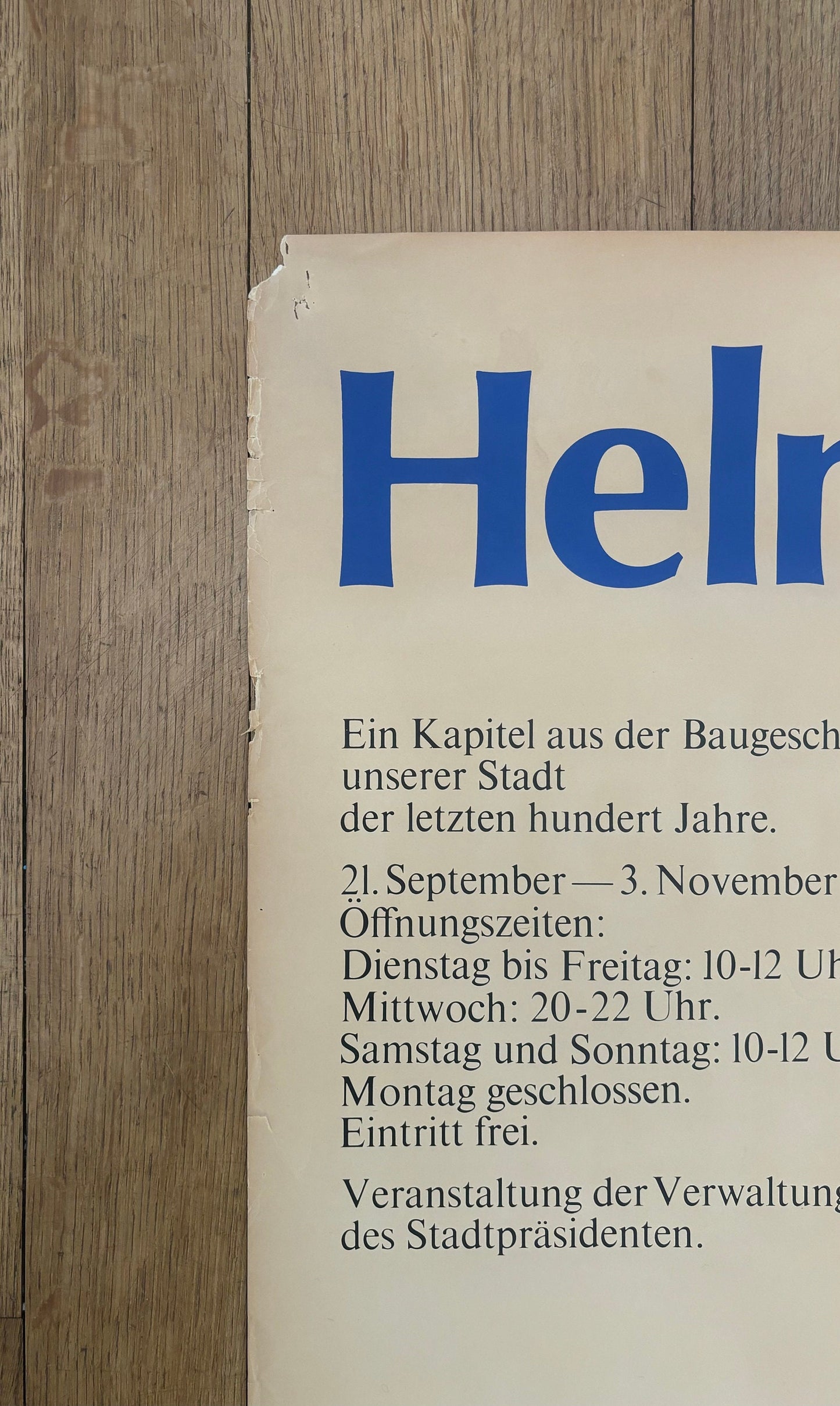Helmhaus Zürich original art poster - 35.4"×50.2" (90×127.5cm)