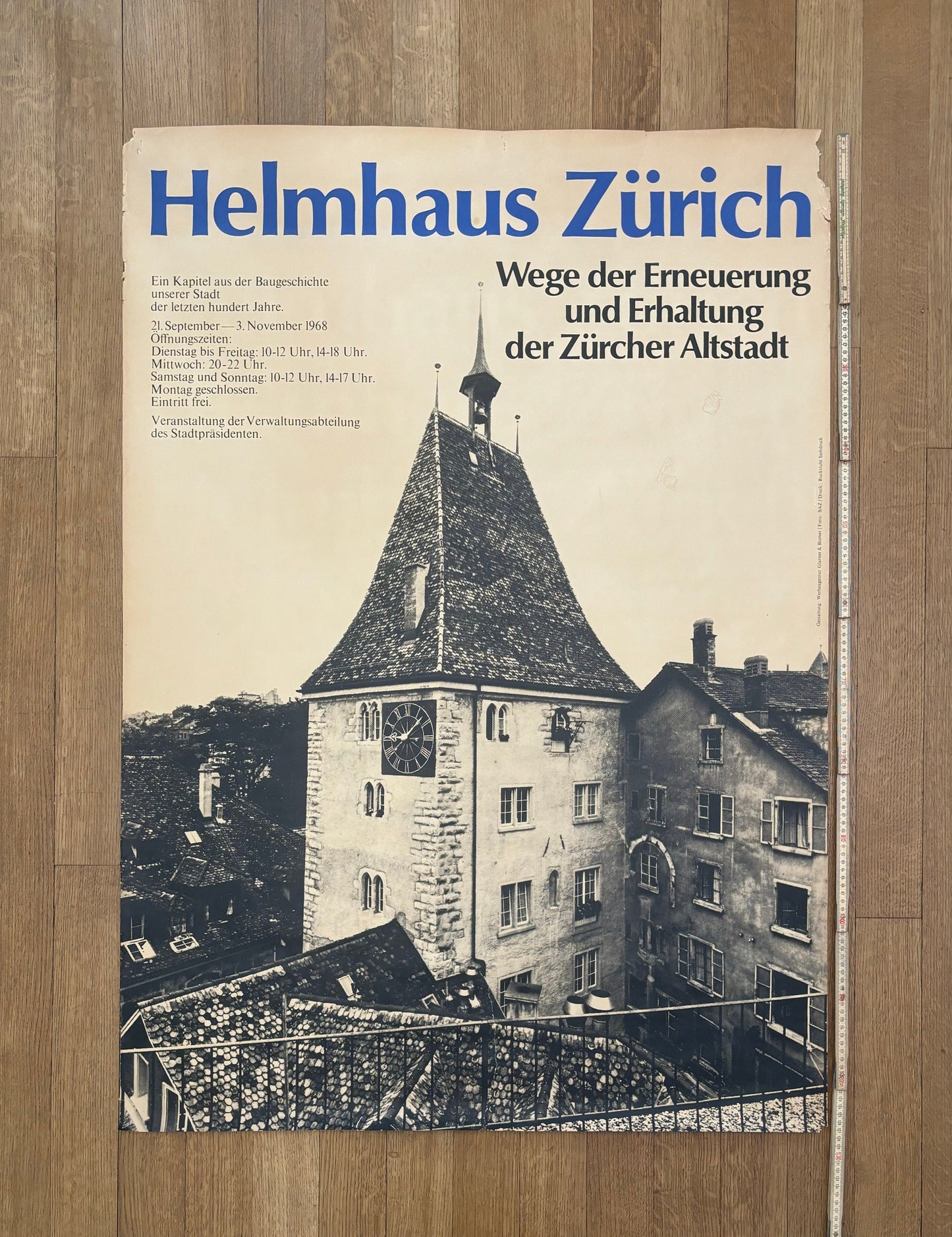 Helmhaus Zürich original art poster - 35.4"×50.2" (90×127.5cm)