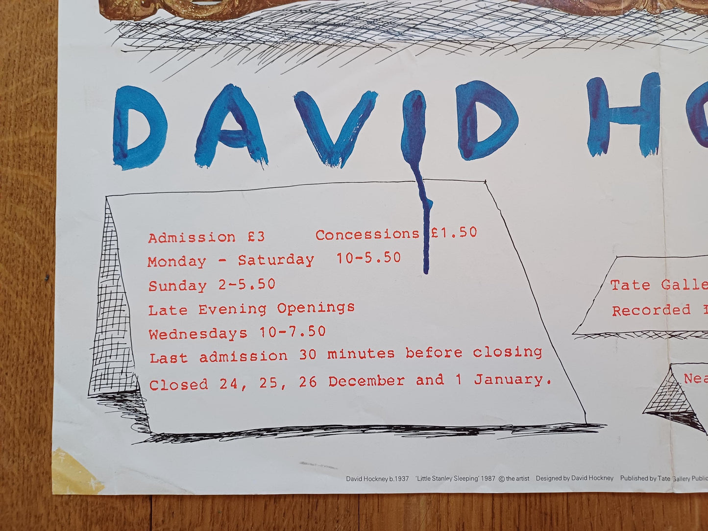 David Hockney original poster used - 19.9"×29.9" (50.5×76cm)