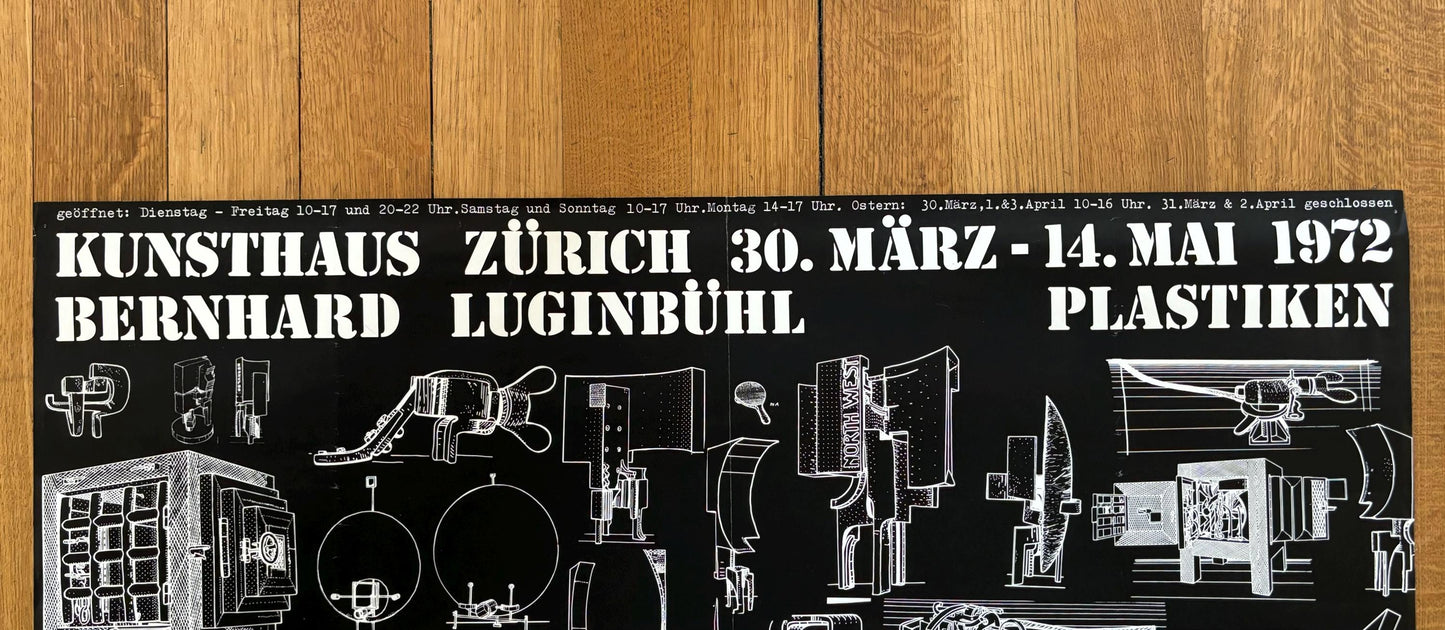 Bernhard Luginbühl original art exhibition poster - 35.6"×50.4" (90.5×128cm)