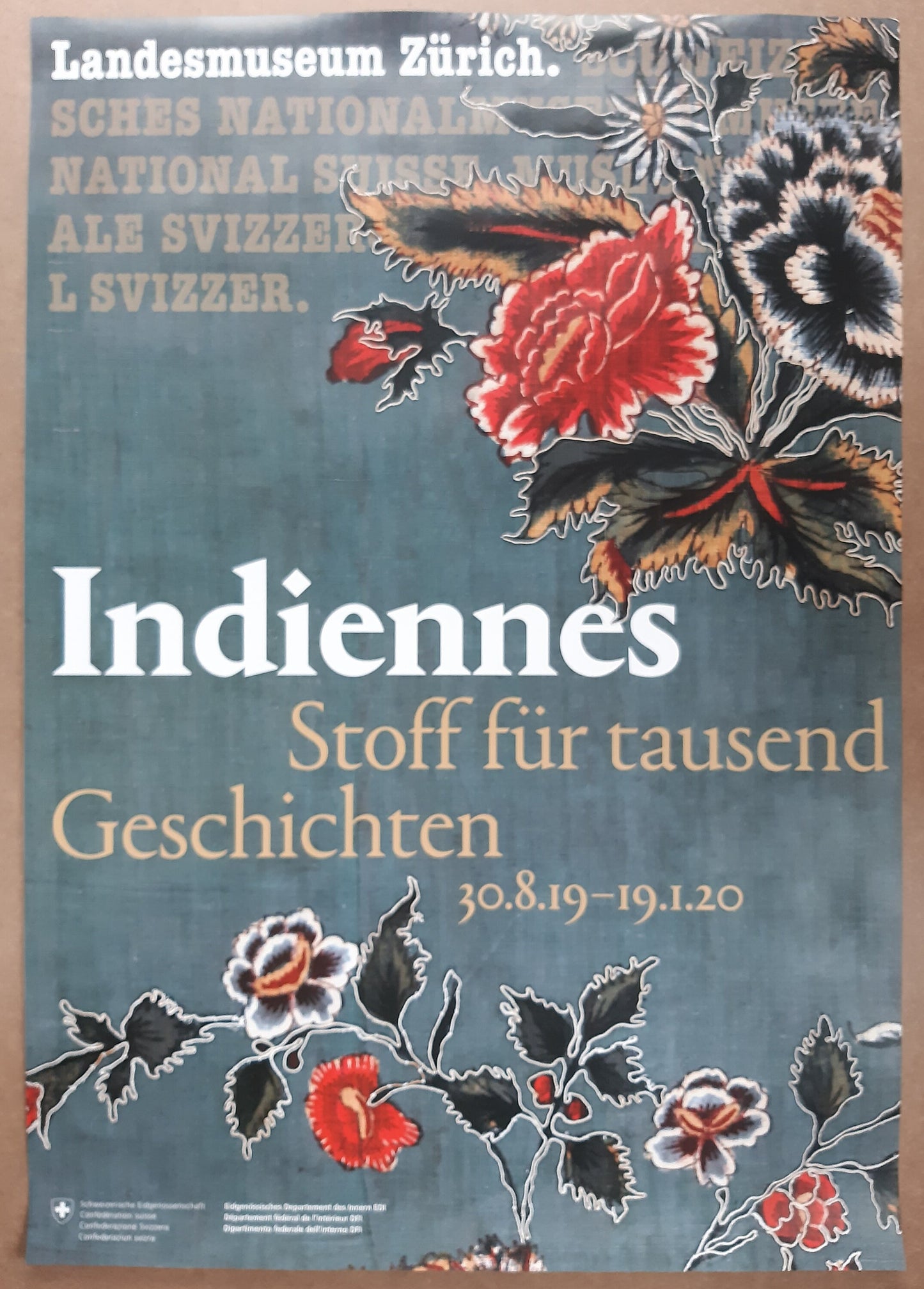 Indian Textiles original museum Poster - 35.6"×50.4" (90.5×128cm)