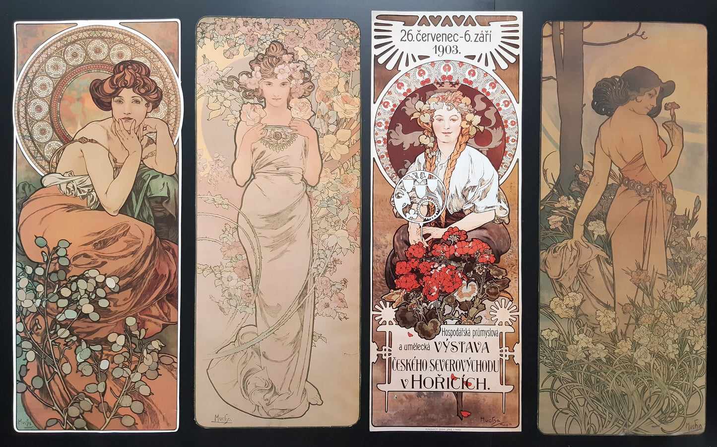 Alphonse Mucha art print lot of 4 - 7.3"×18.1" (18.5×46cm)