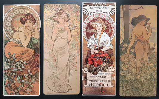 Alphonse Mucha art print lot of 4 - 7.3"×18.1" (18.5×46cm)