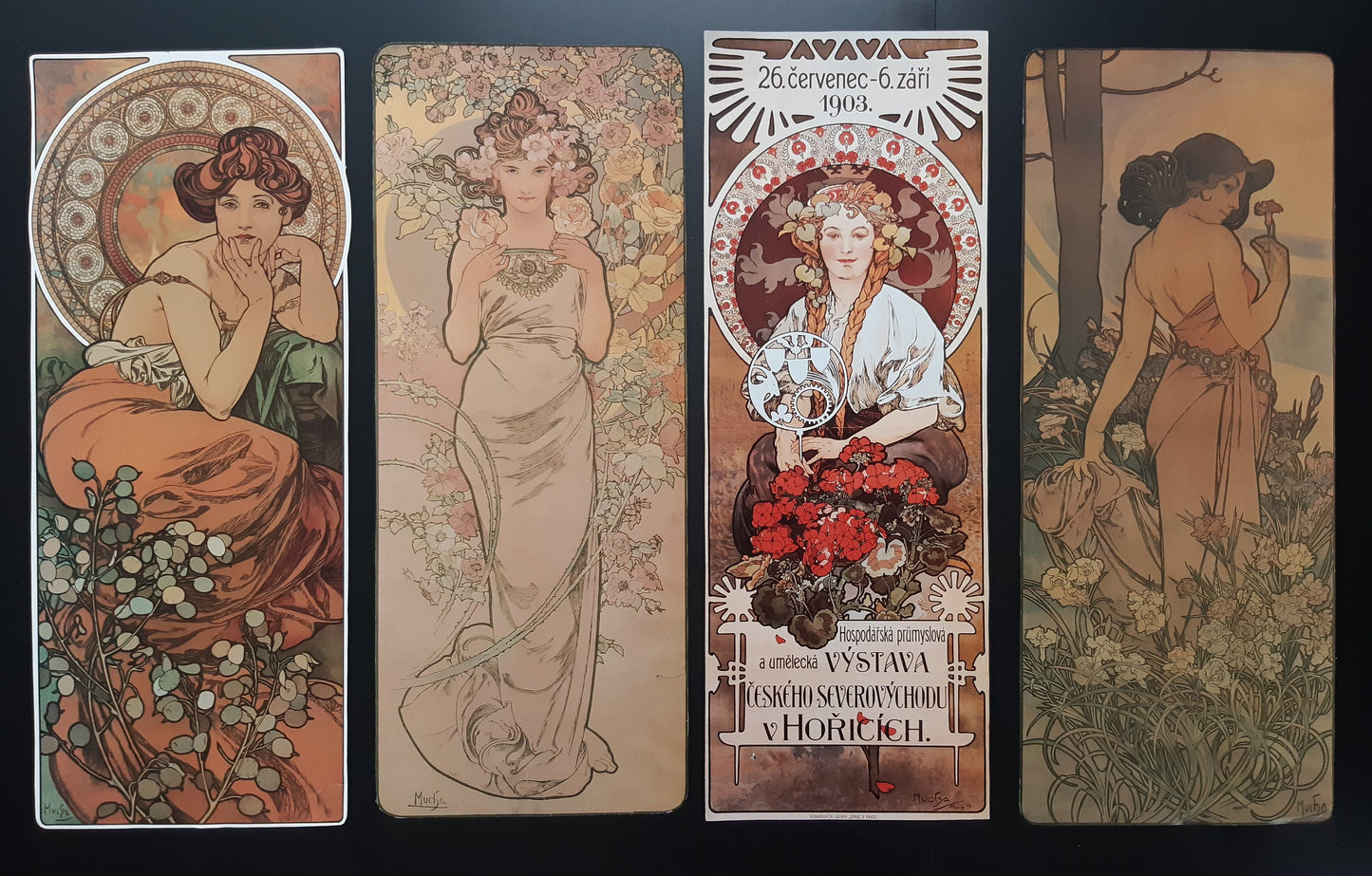 Alphonse Mucha art print lot of 4 - 7.3"×18.1" (18.5×46cm)