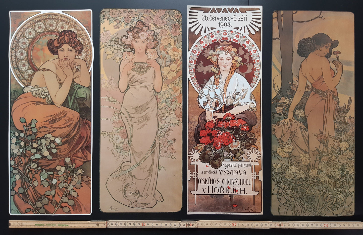 Alphonse Mucha art print lot of 4 - 7.3"×18.1" (18.5×46cm)