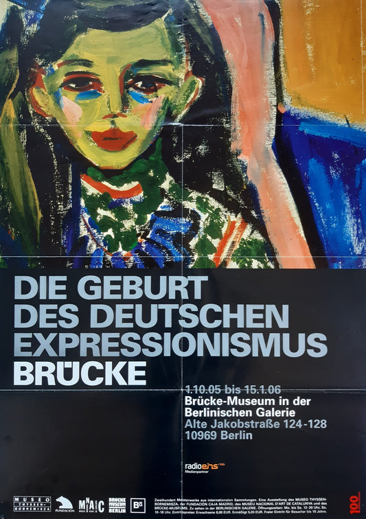 E. L. Kirchner vintage art exhibition poster folded - 23.4"×33.1" (59.5×84cm)