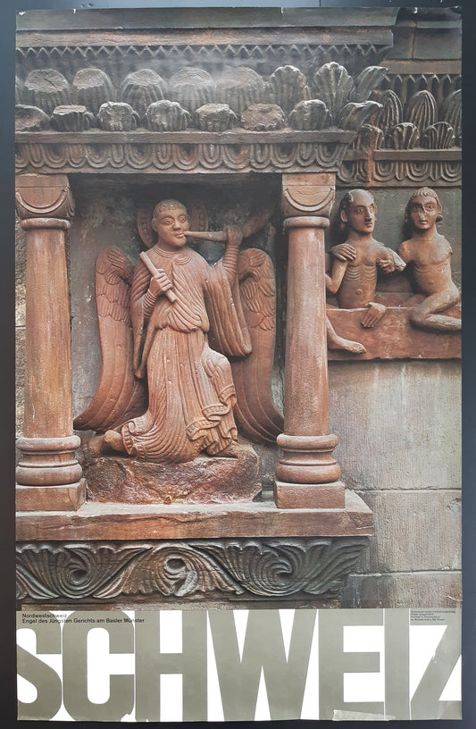 Swiss vintage museum exhibition poster medieval sculpture - 25.2"×40.2" (64×102cm)