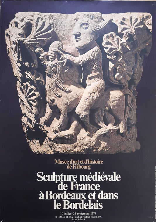 Swiss vintage museum exhibition poster medieval sculpture - 35.0"×50.4" (89×128cm)