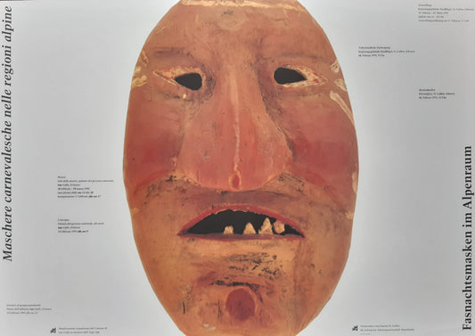 Swiss vintage culture museum poster carneval naive native mask - 33.1"×23.4" (84×59.4cm)