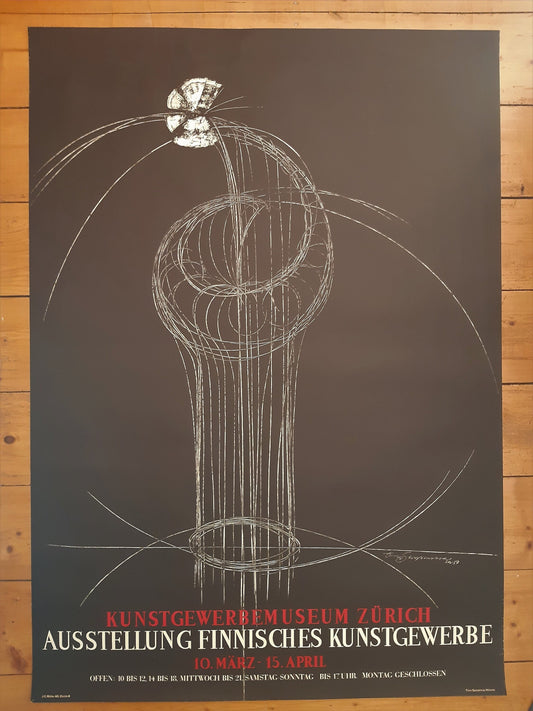 Timo Sarpaneva original art exhibition poster - 35.4"×50.4" (90×128cm)